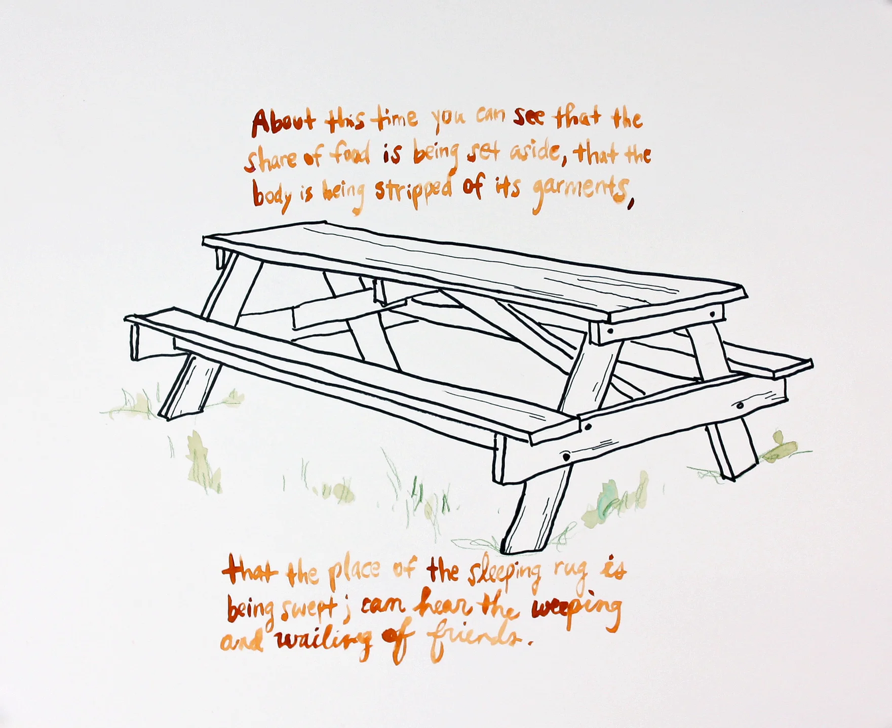 "About this time... " 2013. Mixed media on paper, 11 x 15 inches