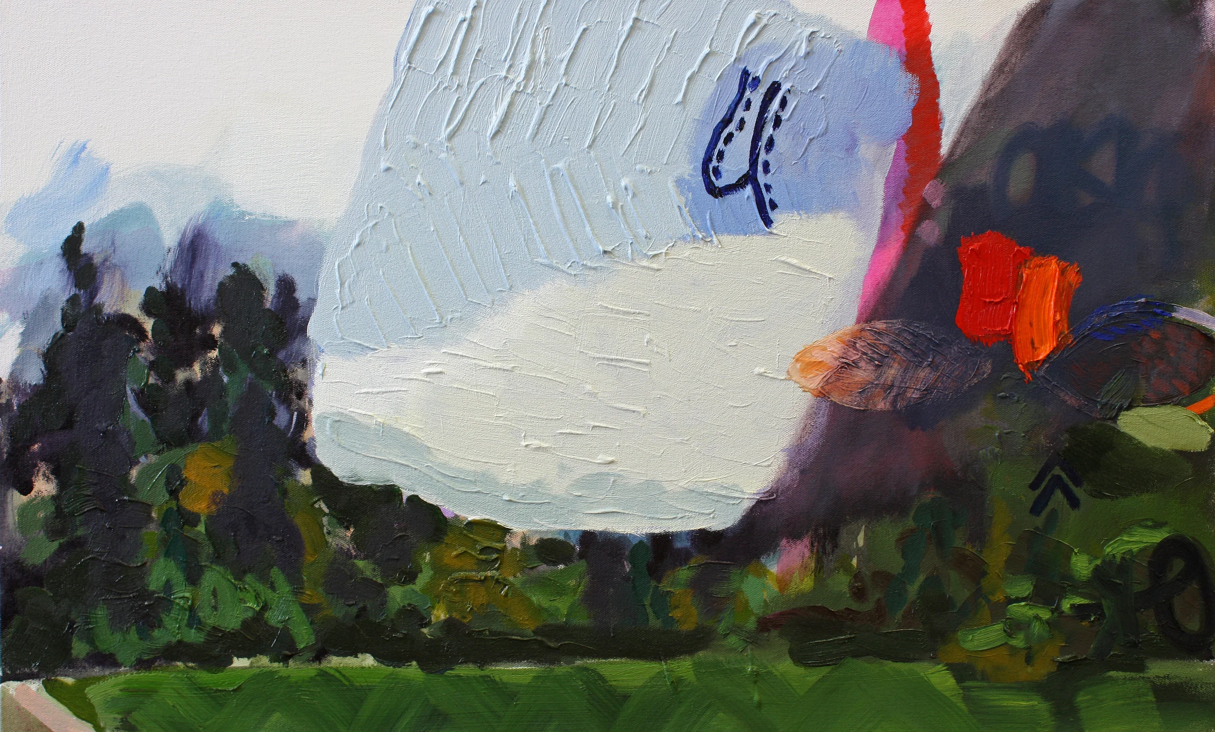 Yosemite Meadow (the shadows moved across me), 2014. Oil and acrylic on canvas, 19 x 31 inches