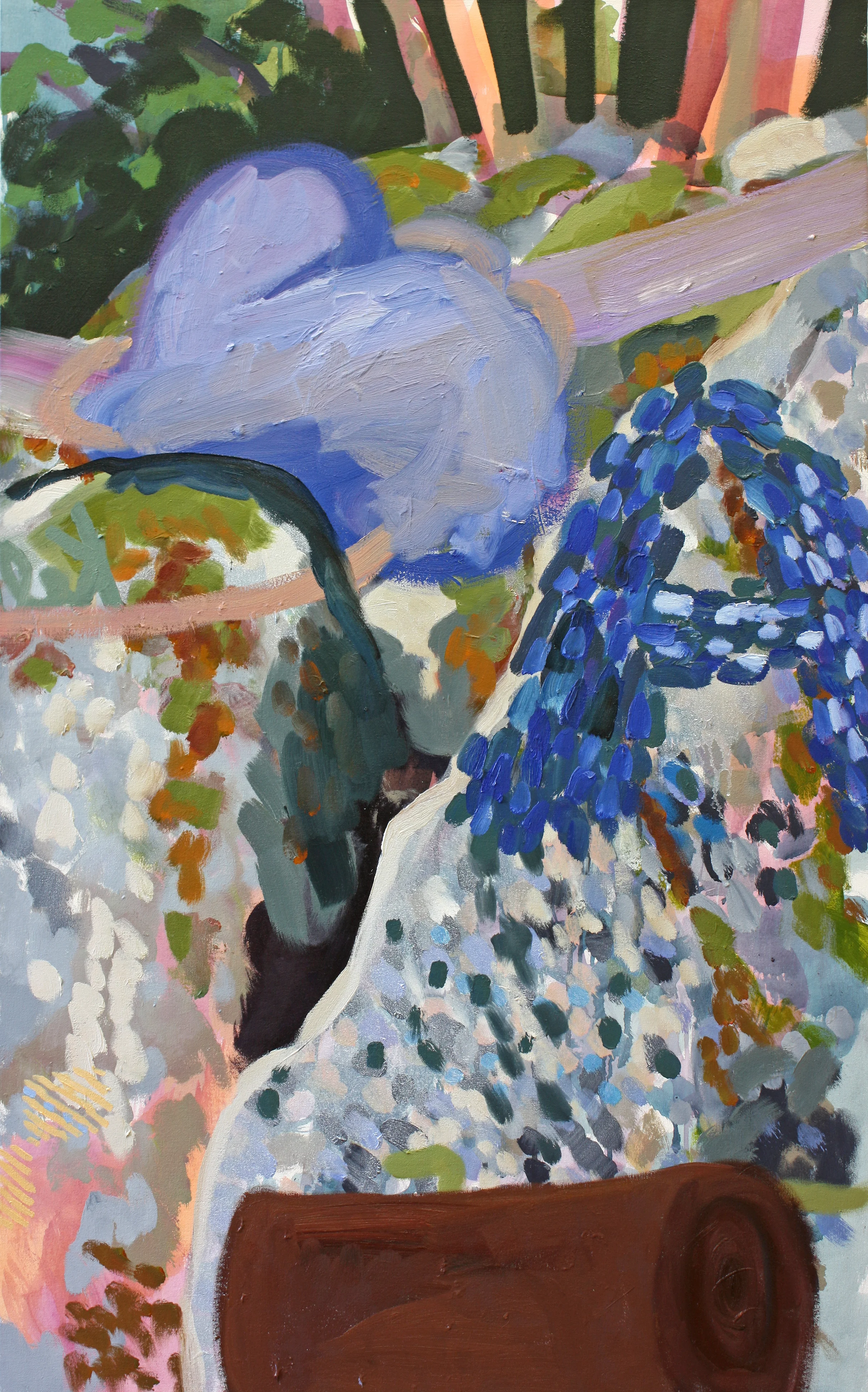 Spotty Rocks with A, 2014. Oil and acrylic on canvas, 48 x 30 inches. o
