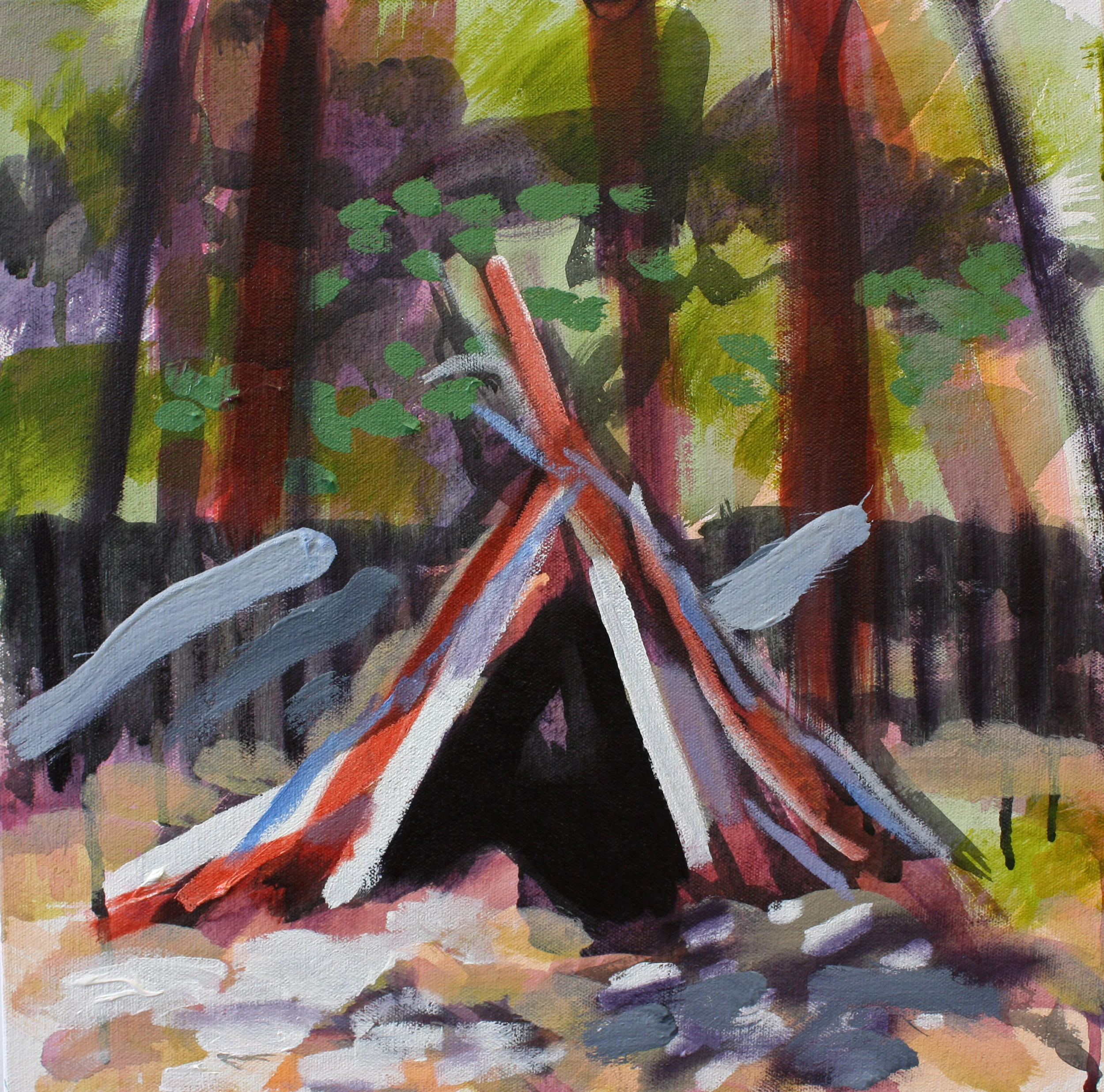 Little Teepee (we’re older now), 2014. Oil and acrylic on canvas, 15 x 15 inches