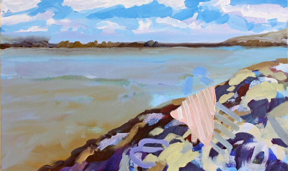 The Mississippi River (The Sermon), 2017. Oil and acrylic on canvas, 12 x 20 inches. 