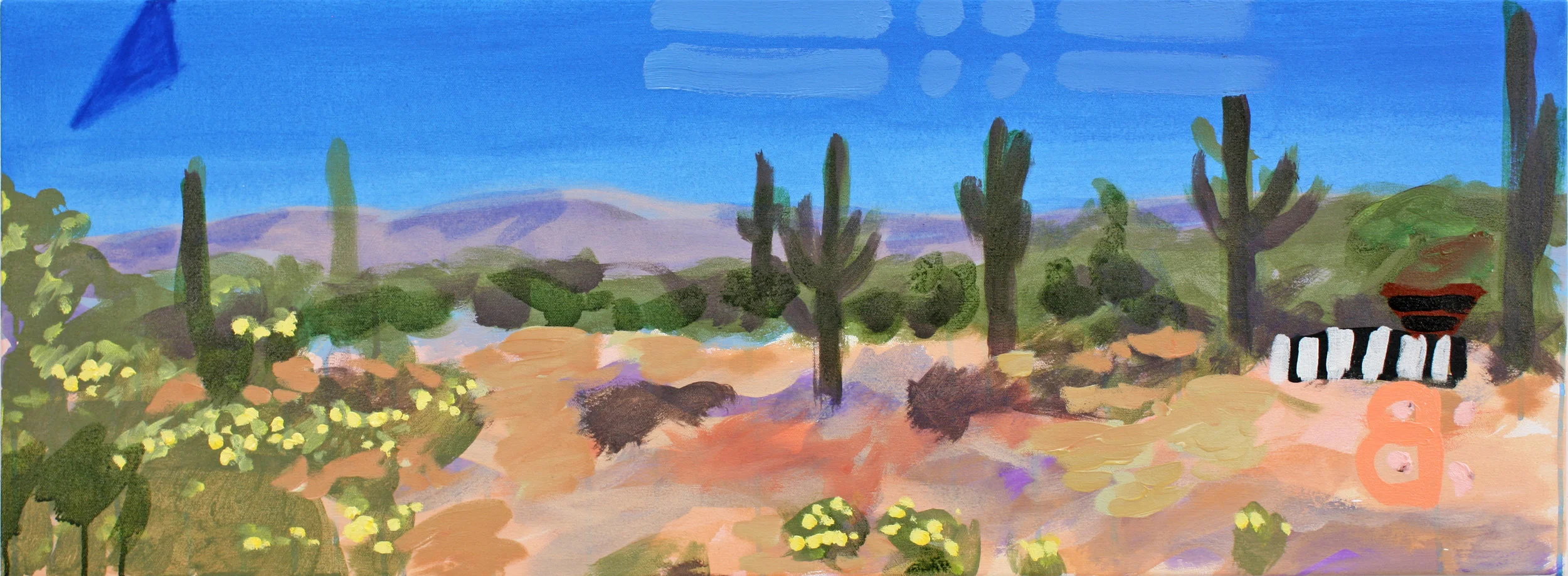 Low Desert (His Mark), 2017, oil and acrylic on canvas, 16.5 x 44 inches. o