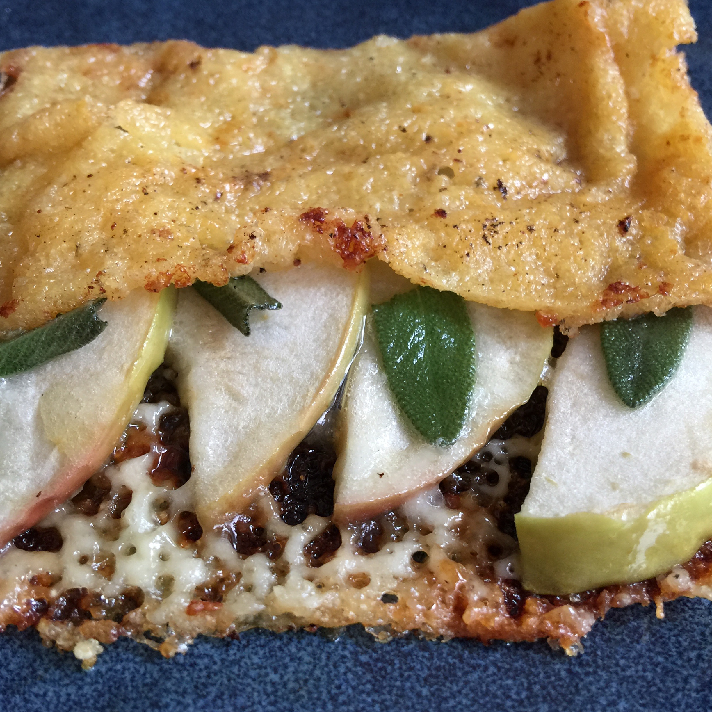 cheddar frico with apple and sage