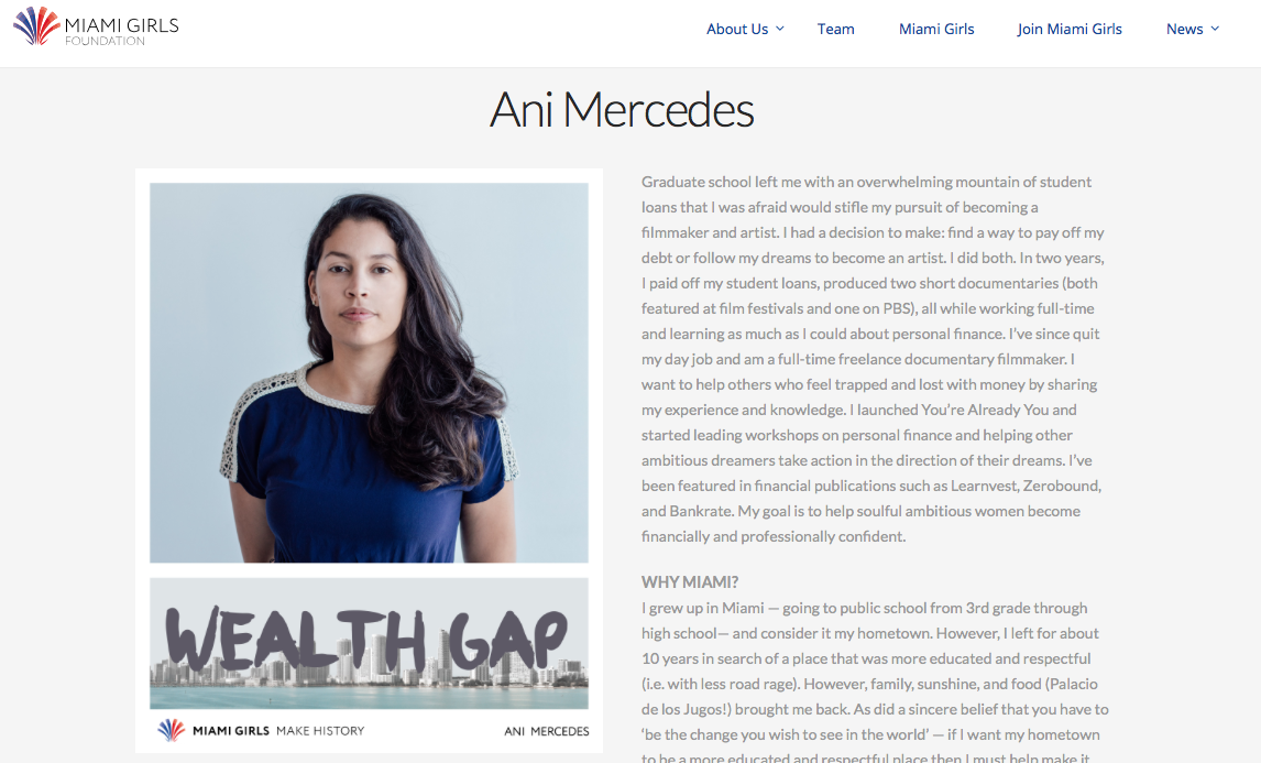 Miami Girls Make History: Ani Mercedes The Miami Girls Foundation