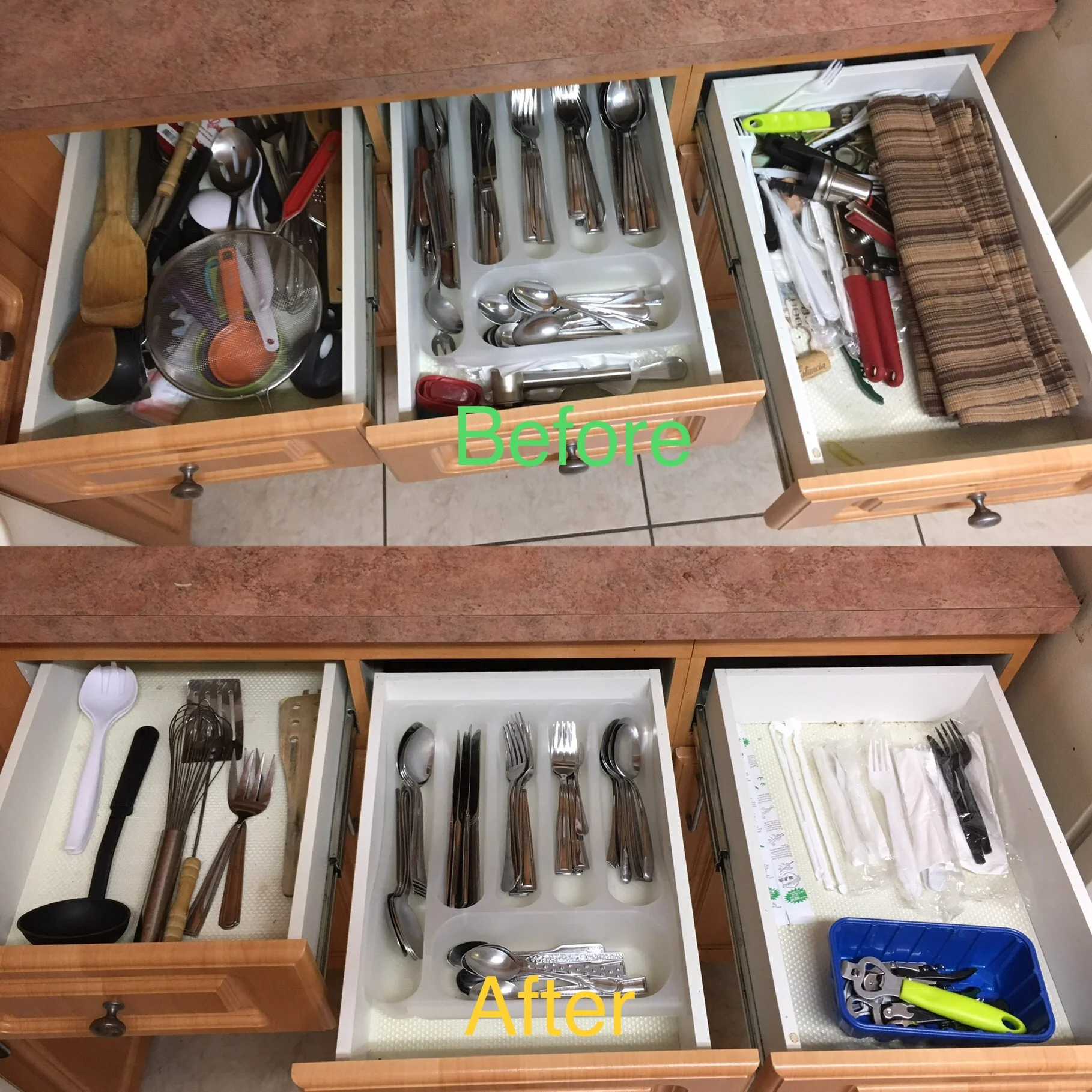 We also now have a completely empty drawer in our kitchen (not pictured). Yes, a drawer with nothing! We just don’t have anything to put in it. And it actually used to be our junk drawer. Ha! But it makes sense, get rid of junk and you’ll have more space. :)