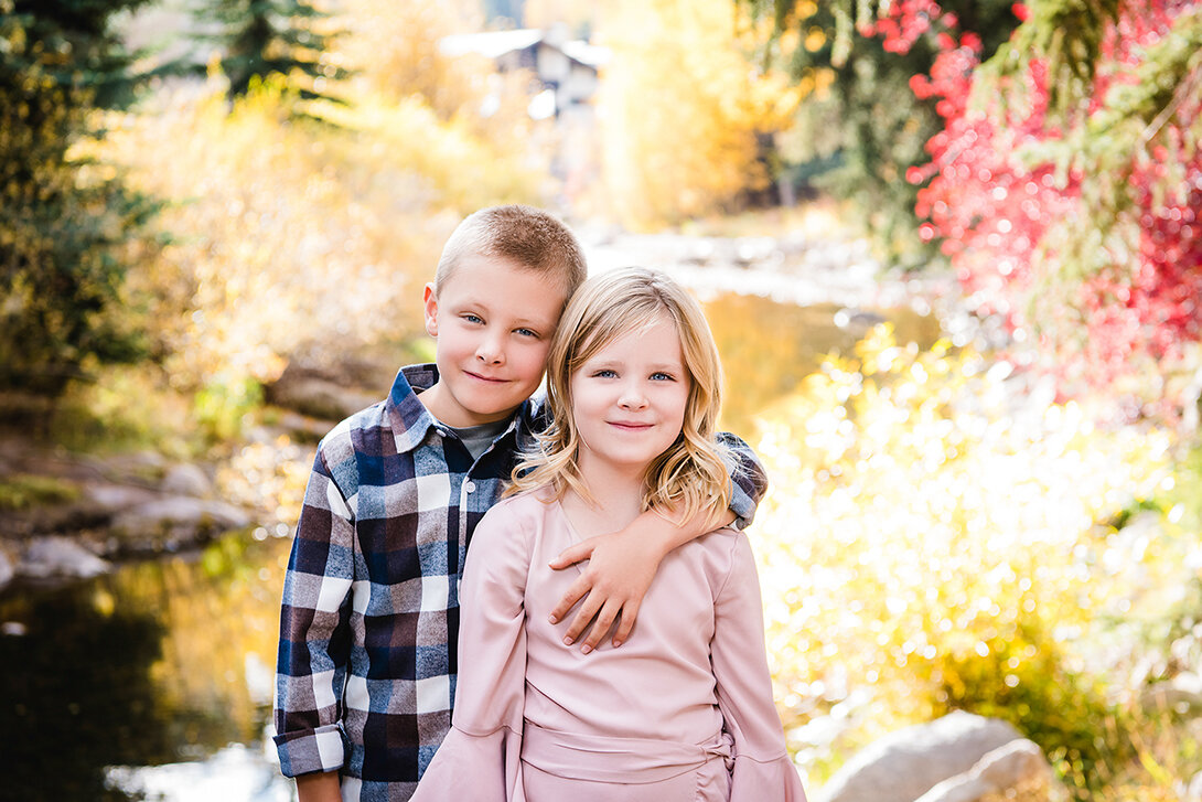 Brother and Sister Posing together Family Portrait Denver CO