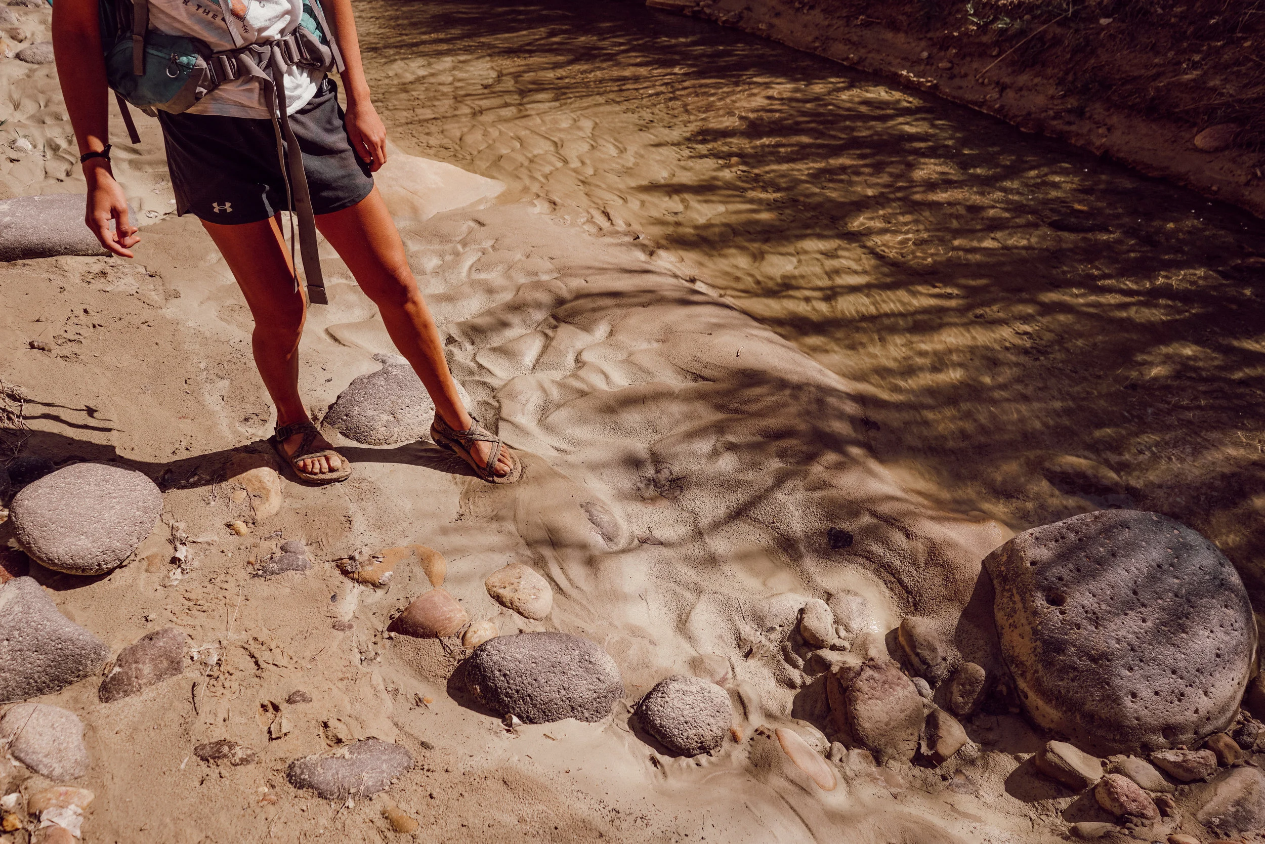We found quicksand. I heard there may be quicksand and also read this article before the trip which freaked me out. Solution: I had Dina walk in front.