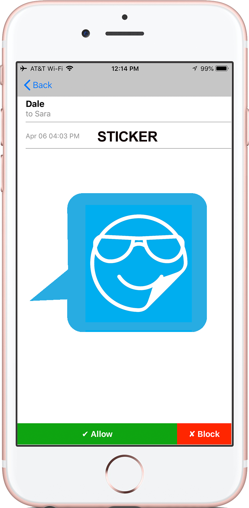 see that a sticker was sent or received and from who