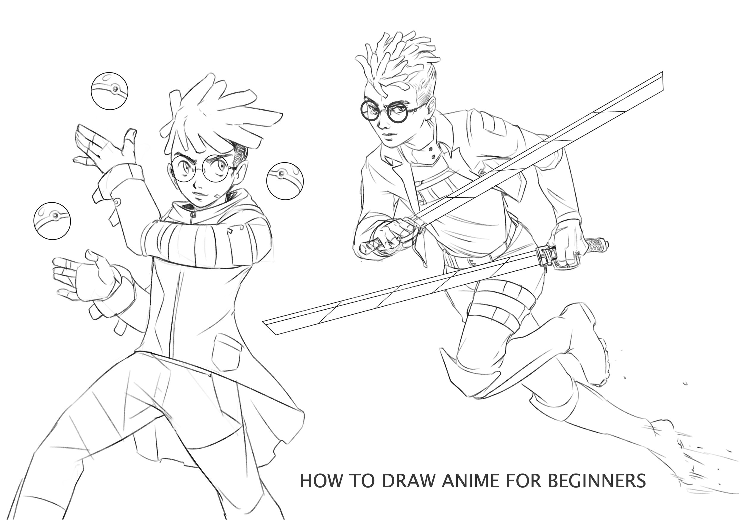 Anime Drawings Tutorials - How to draw Anime step by step