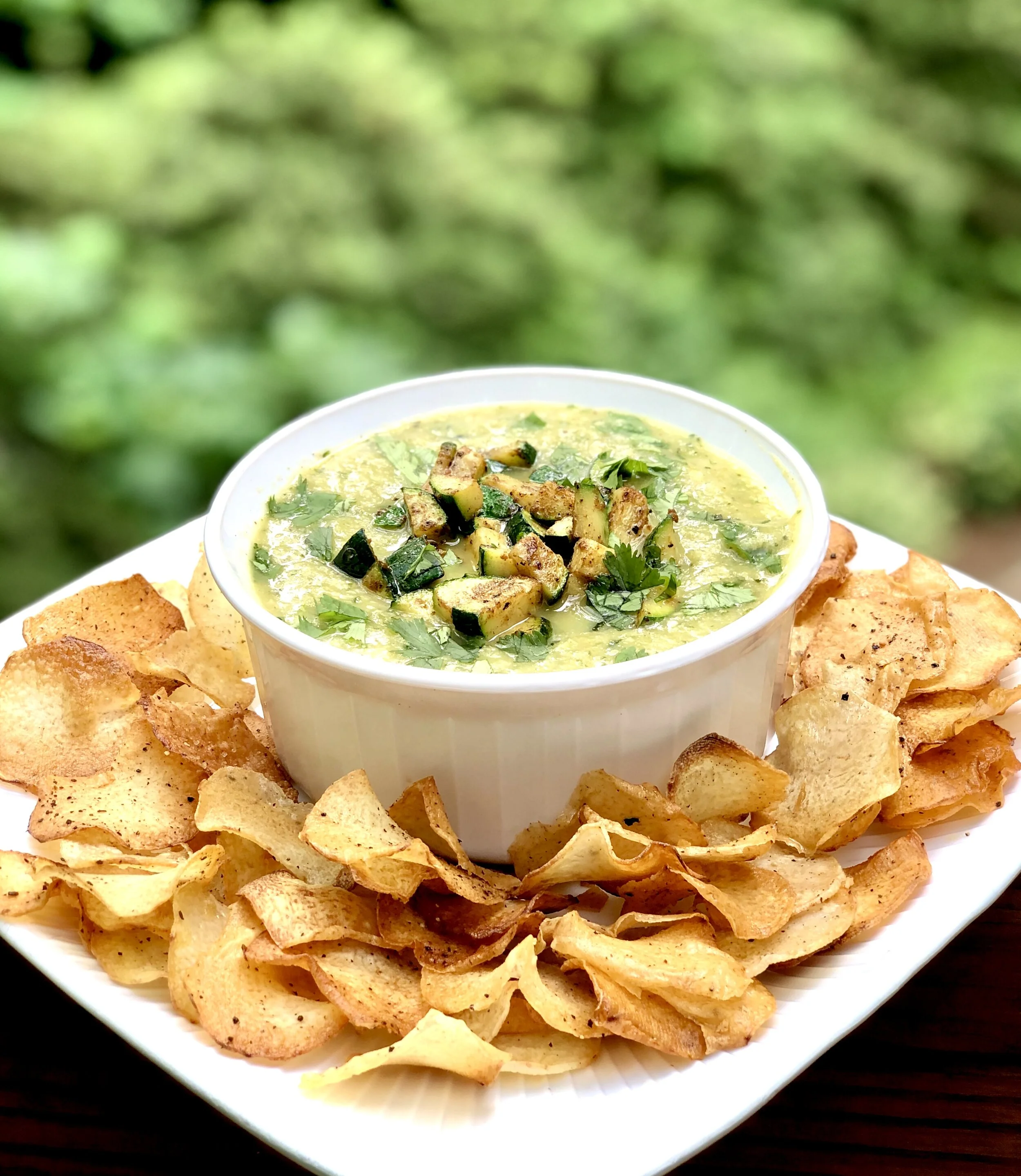Roasted Zucchini Salsa and Taro Chips