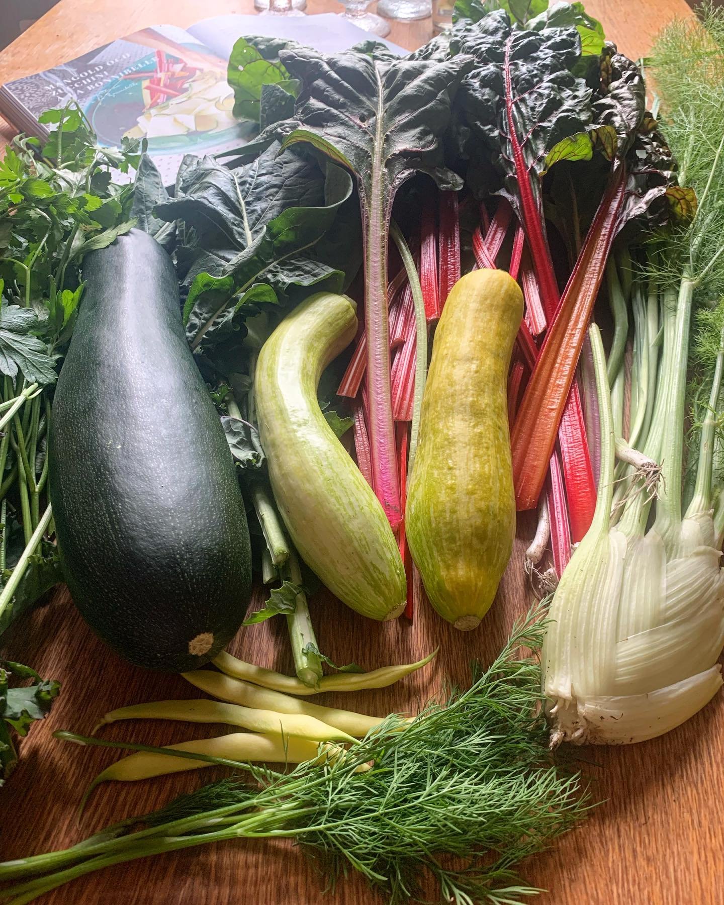 Nysk&ouml;rdade gr&ouml;nsaker! Sedan lagade vi mangold o zucchini a la Bonnibelle. S&aring; gott att vi inte hann pl&aring;ta den f&auml;rdiga maten! Kan varmt rekomendera kokboken #aupif av @emmahambergskan!  #odla #growyourownveggies #odladinmat