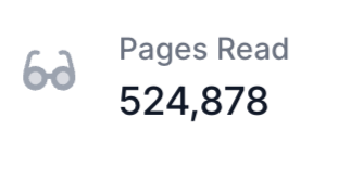 A picture showing the number 524,878 and the words "Pages Read"