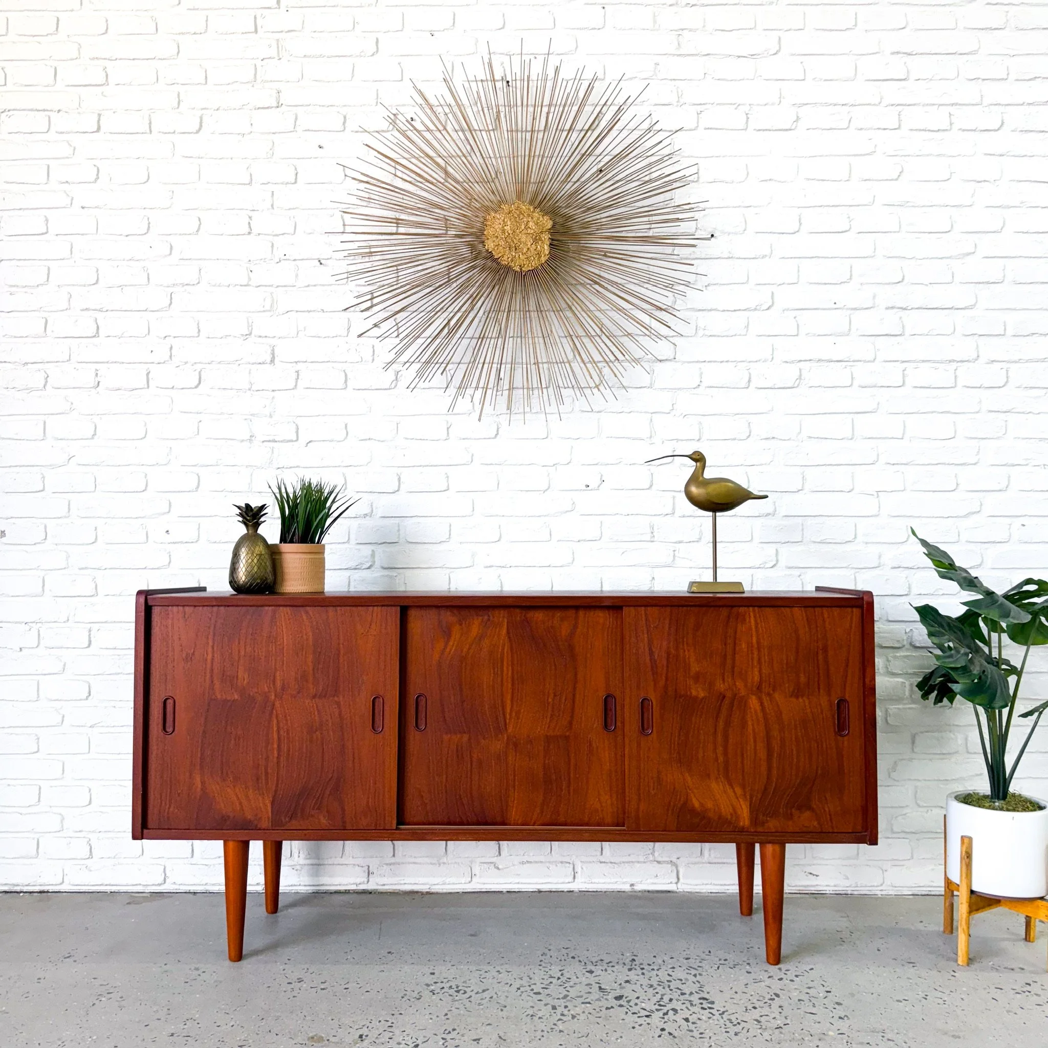 Danish Teak Credenza With Sliding Doors Circa 1960s (Copy)
