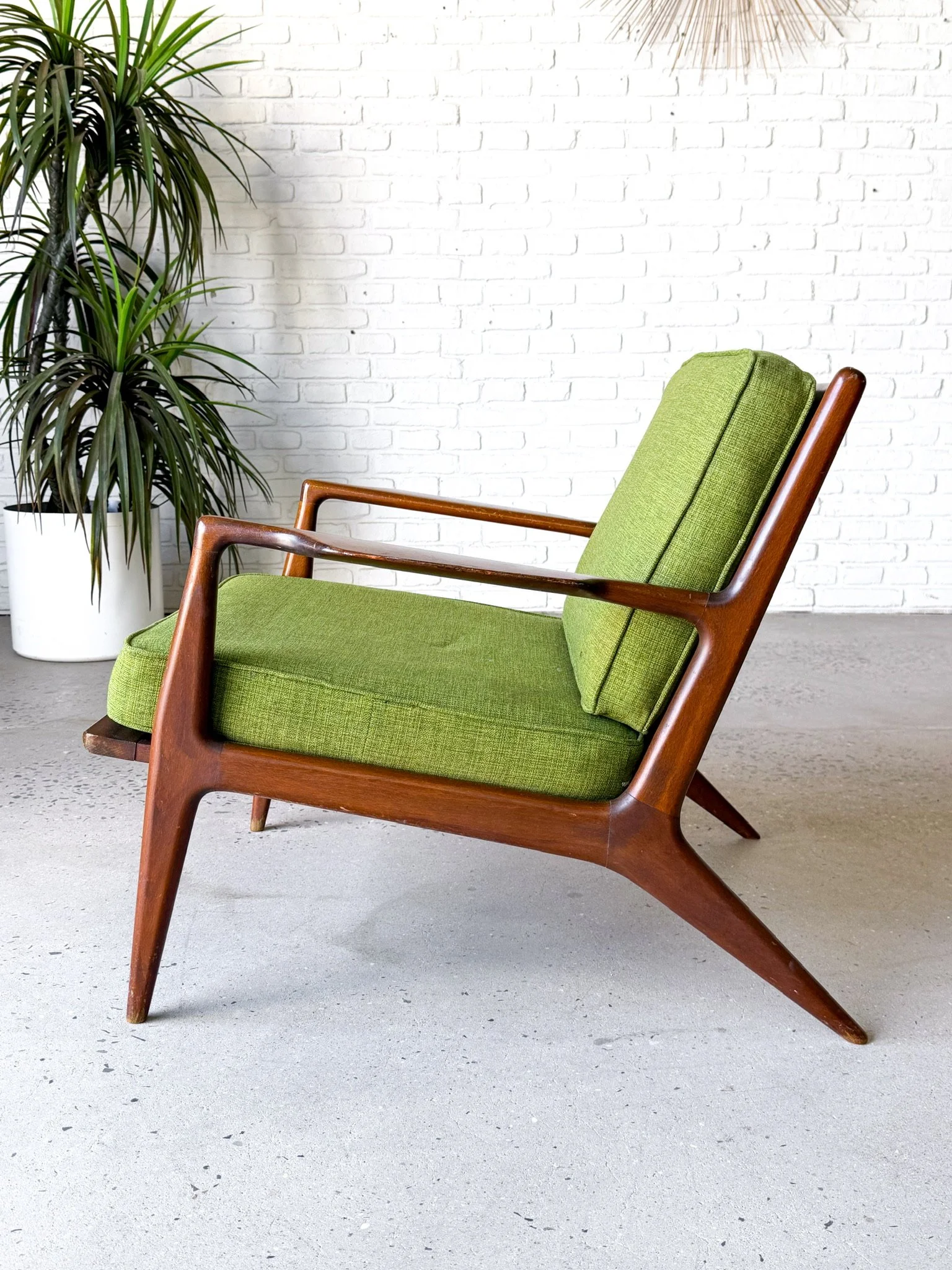 Danish Modern Lounge Chair with Original Green Upholstery6.jpg