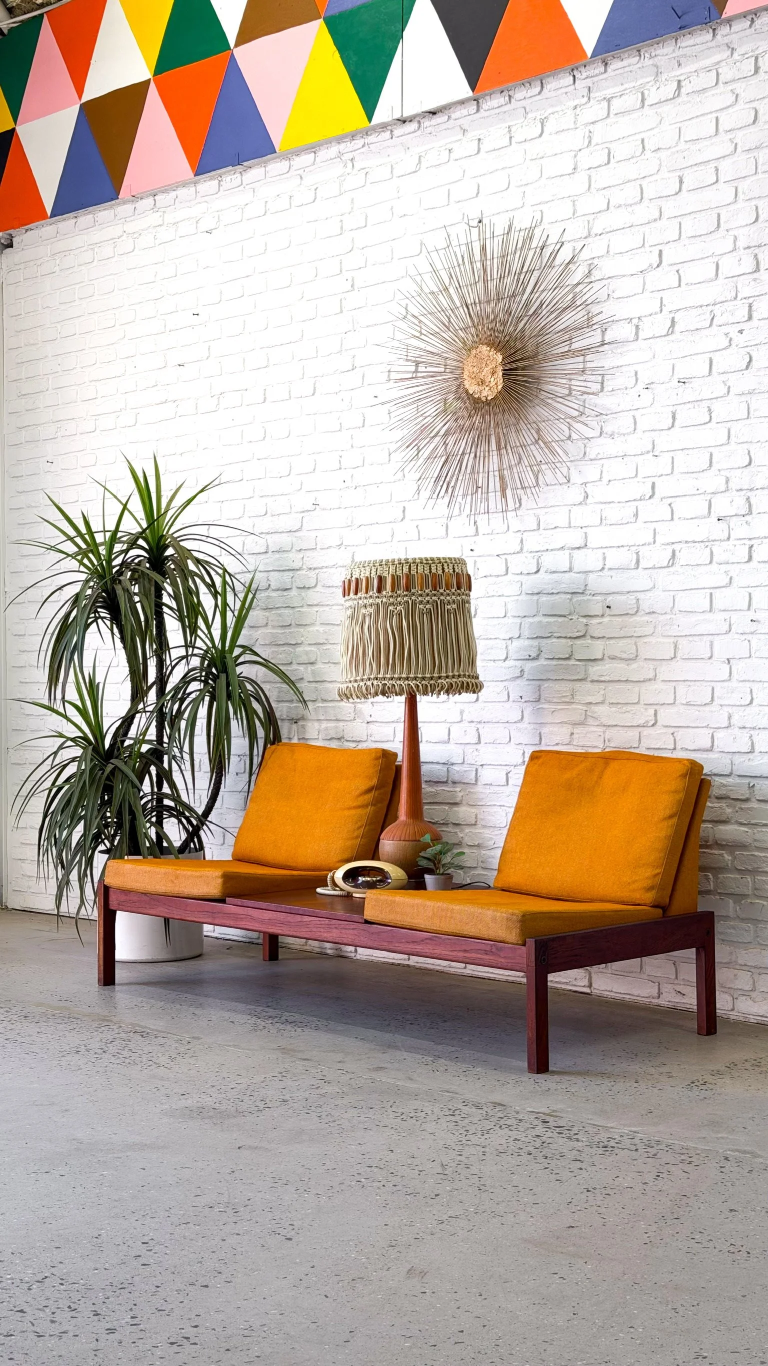 Danish Two Seater Sofa with Built In Side Table1.jpg
