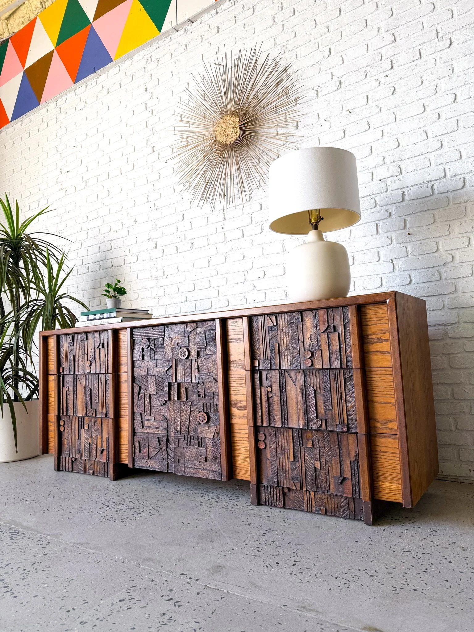 Lane Pueblo Brutalist 1970s Lowboy Dresser 7.jpg