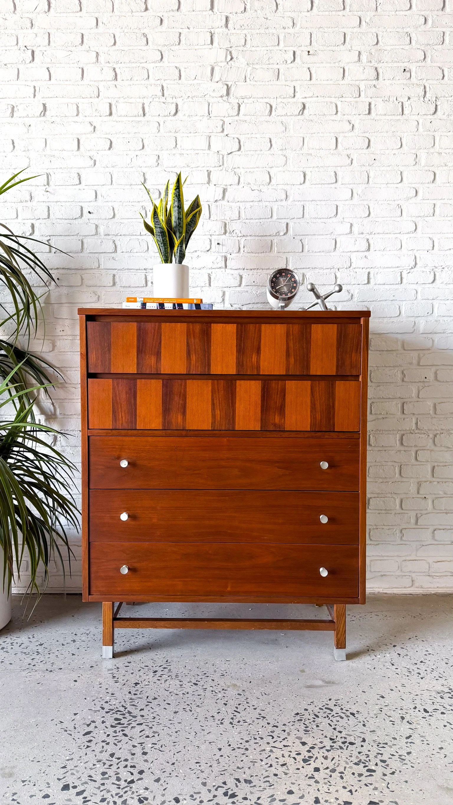 1960s Stanley Walnut and Rosewood Highboy Dresser1.jpg
