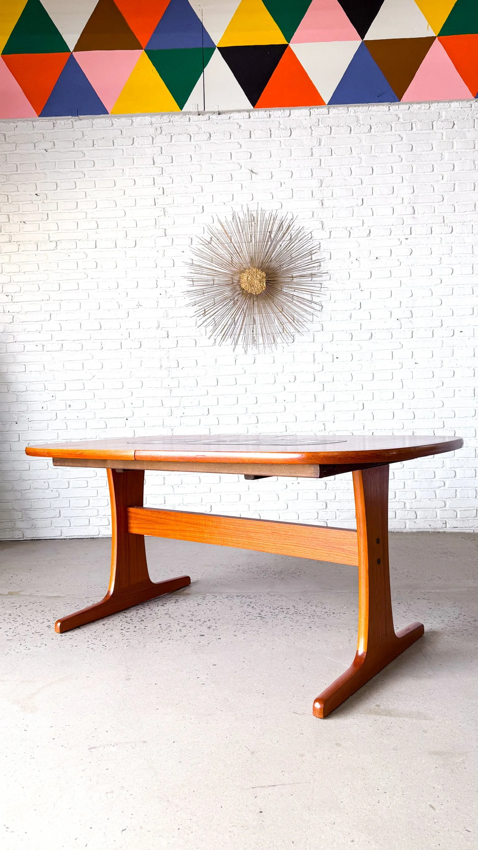 Danish Modern Teak Dining Table by Paul H. Poulsen with Tile Detail and Two Leaves16.jpg