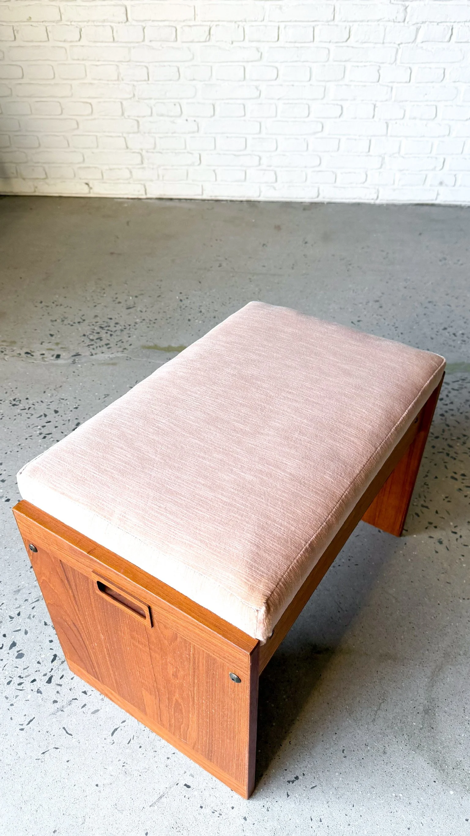 Small teak upholstered stool ottoman made in denmark3.jpg