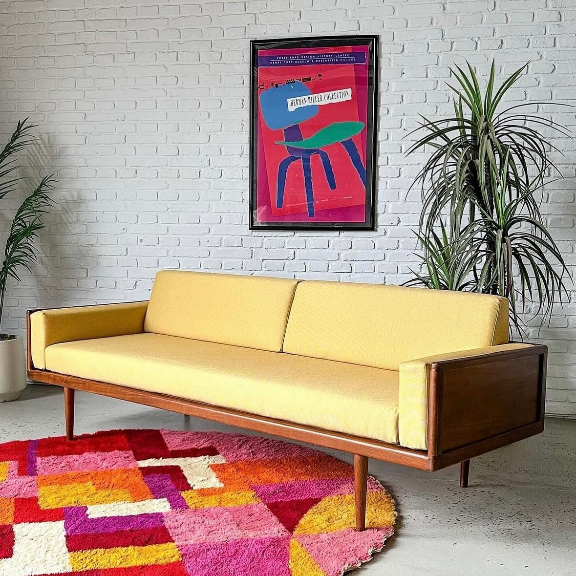 Daaaamn. I hope I look this good in my 60s. 

Solid walnut case sofa by one of my favorite designers, Mel smilow, circa 1950s, with all new foam and Knoll &ldquo;Beeswax&rdquo; fabric. Beautifully simplistic.

84.5&rdquo; x 32&rdquo; x 29&rdquo; tall