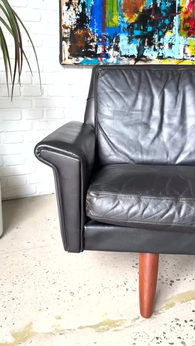 Oh yes. 1960s Danish modern soft leather sofa circa 1960s. Great original condition. Has a slight gentle curve in it to keep things interesting.
77.5” x 30” x 29.25” tall
15” seat height
Was $2000, now $1700
#Asburypark #a