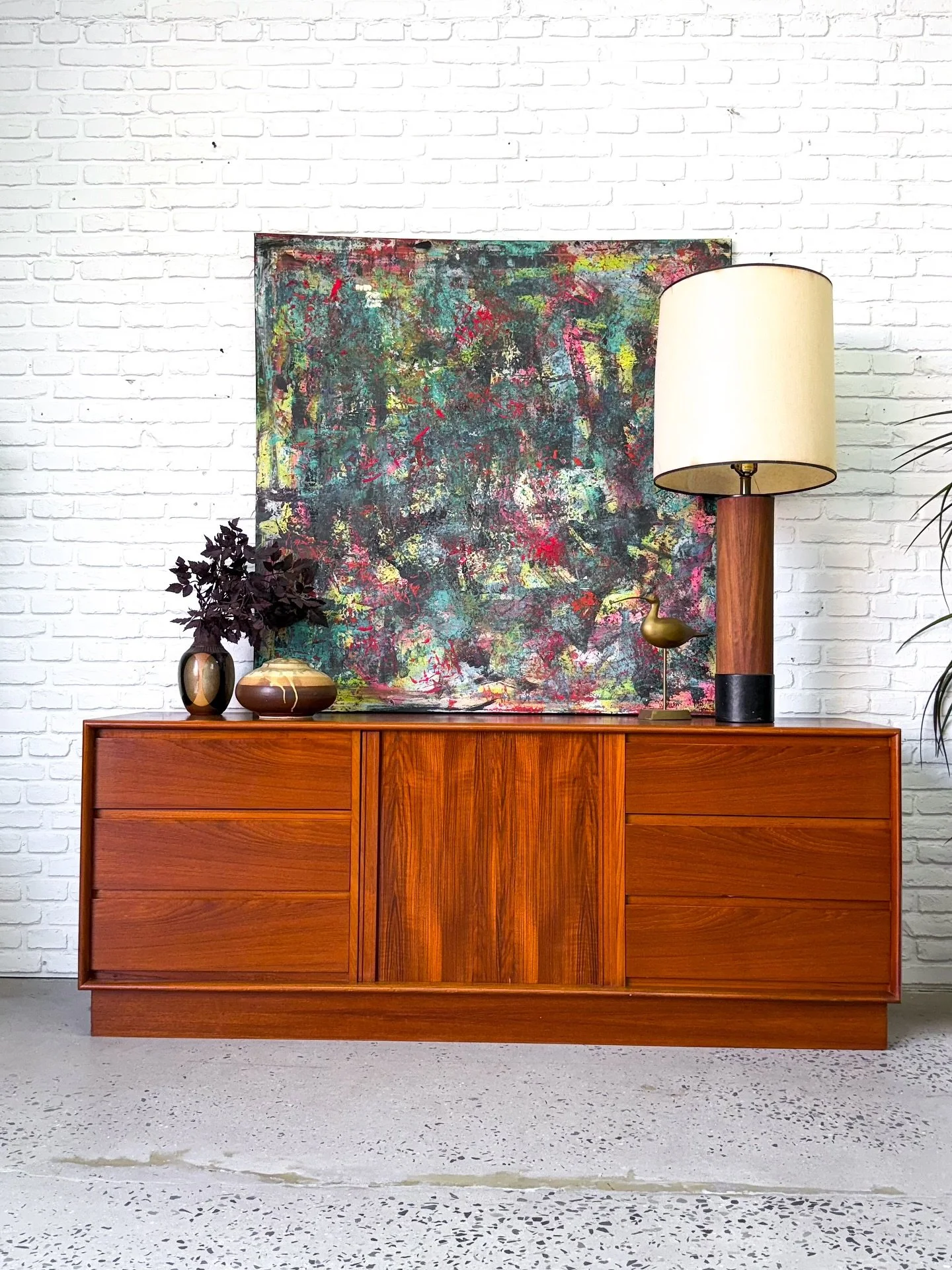Hi. 
Teak lowboy/credenza made in Denmark by ArtFurn circa 1960s. Dovetail drawers on the sides, and open storage in the middle section. 
72.75” x 19” x 28.75” tall
$1800
#Asburypark #asburyparknj #greetingsfromasburypark  #flux