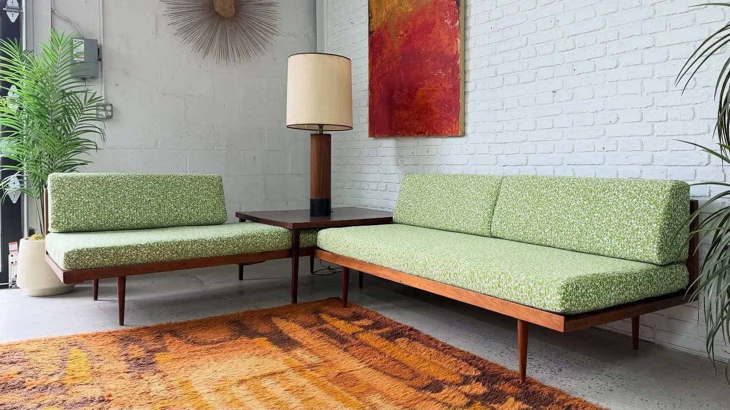 Somebody had a vision with this daybed sectional, and we made their dream sofa come true. 
Come visit our warehouse, and we can help you customize one of our pieces. Sofas, lounge chairs, daybeds, dining chairs.