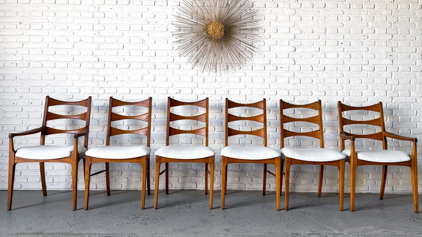 Many, many sets of vintage dining chairs in this weekend&rsquo;s warehouse sale. 

Come give them a butt test. 

#diningchairs #midcenturydiningchairs #danishmodern #warehousesale
