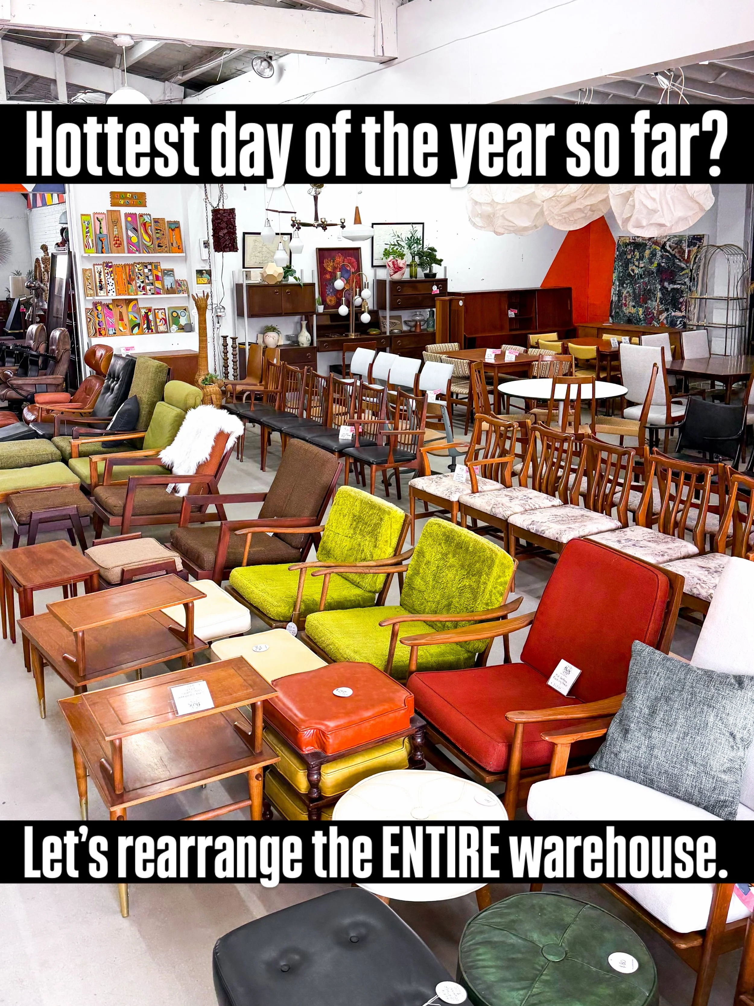 Why do we do this to ourselves?

As a small business owner, you gotta keep pushing. 

Come celebrate Ten Years of Flux with us on a rainy Memorial Day weekend. 

#smallbusiness #fluxmodern #midcenturywarehouse #midcenturyfurniture