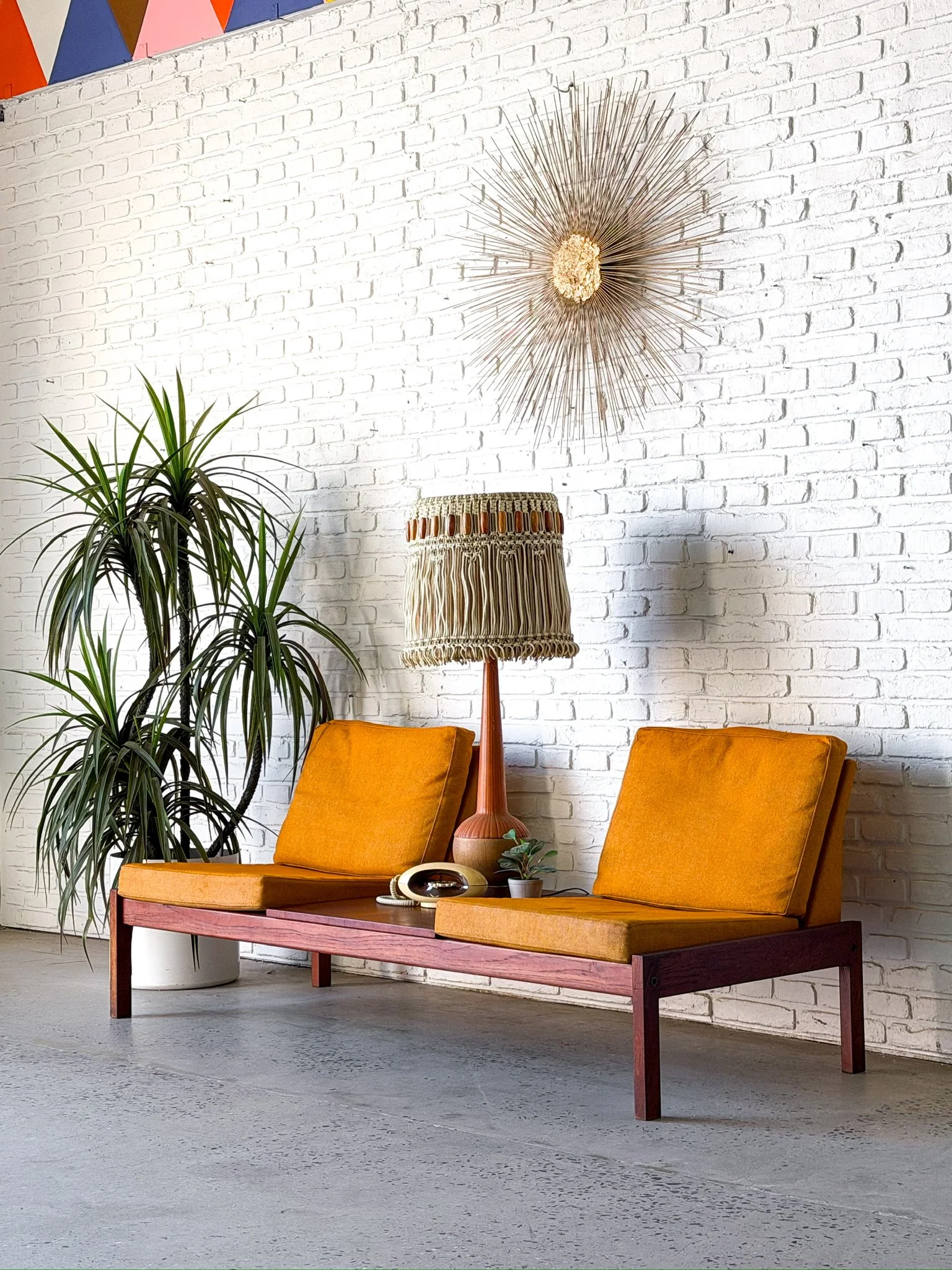 Danish Two Seater Sofa with Built In Side Table3.jpg