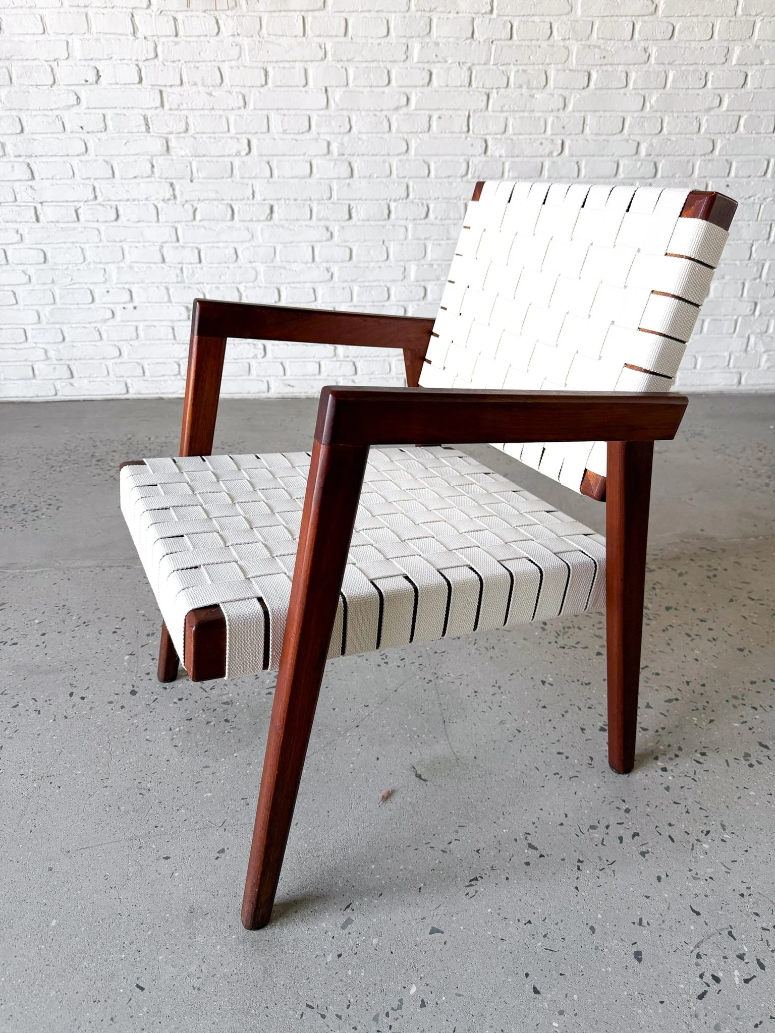 1950s solid wood side chair with NEW woven strap seat2.jpg