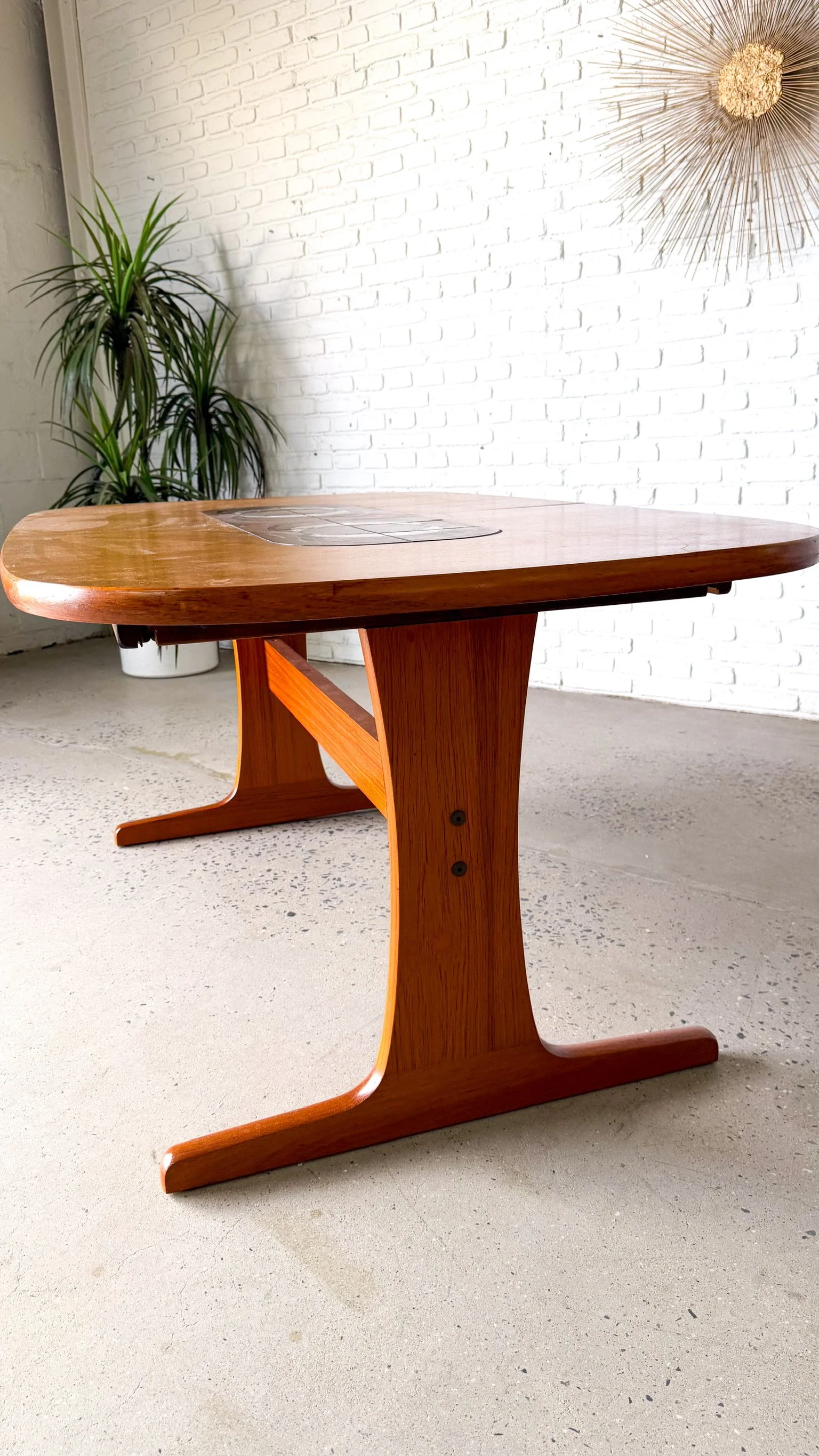 Danish Modern Teak Dining Table by Paul H. Poulsen with Tile Detail and Two Leaves17.jpg