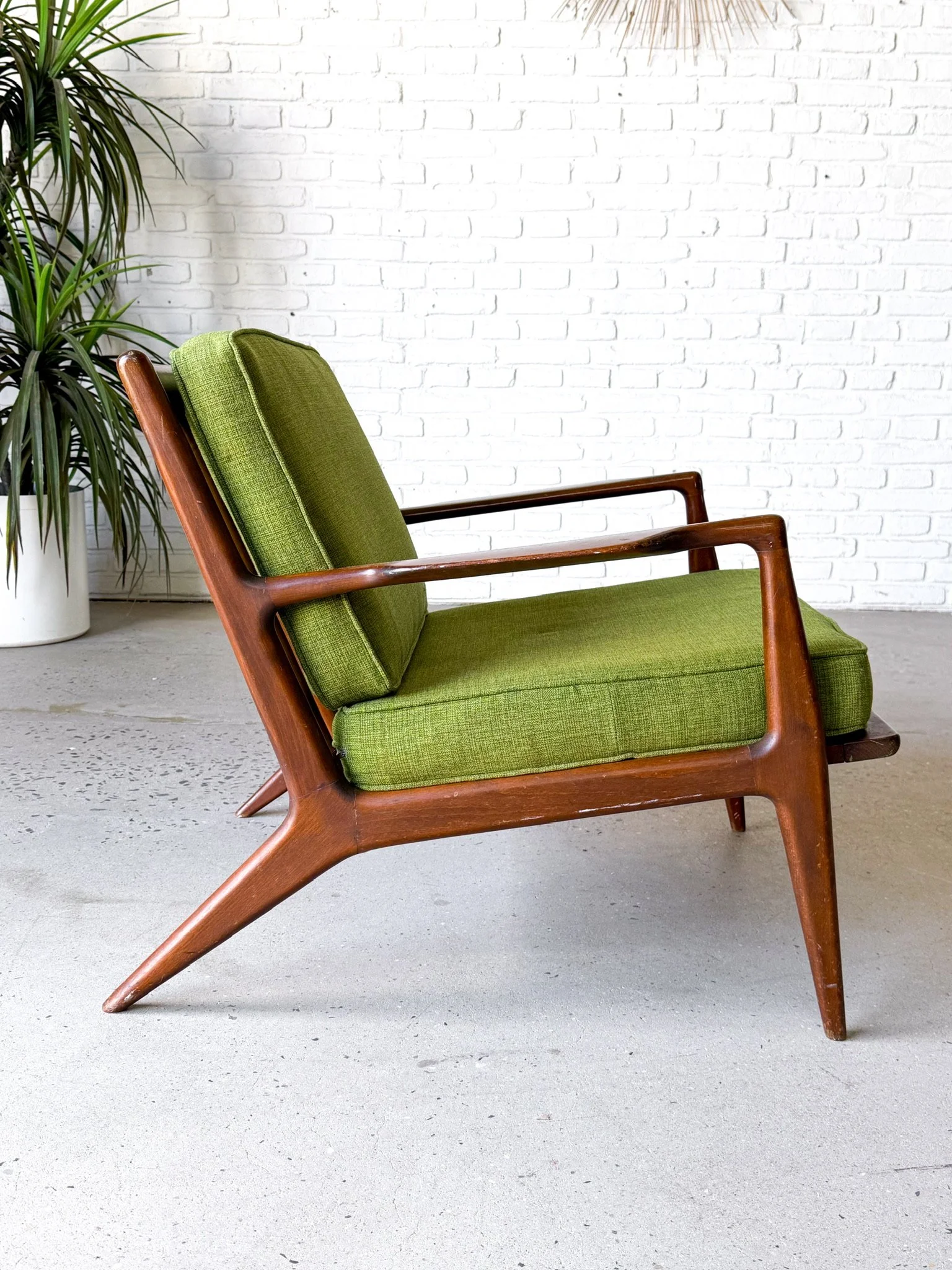 Danish Modern Lounge Chair with Original Green Upholstery13.jpg