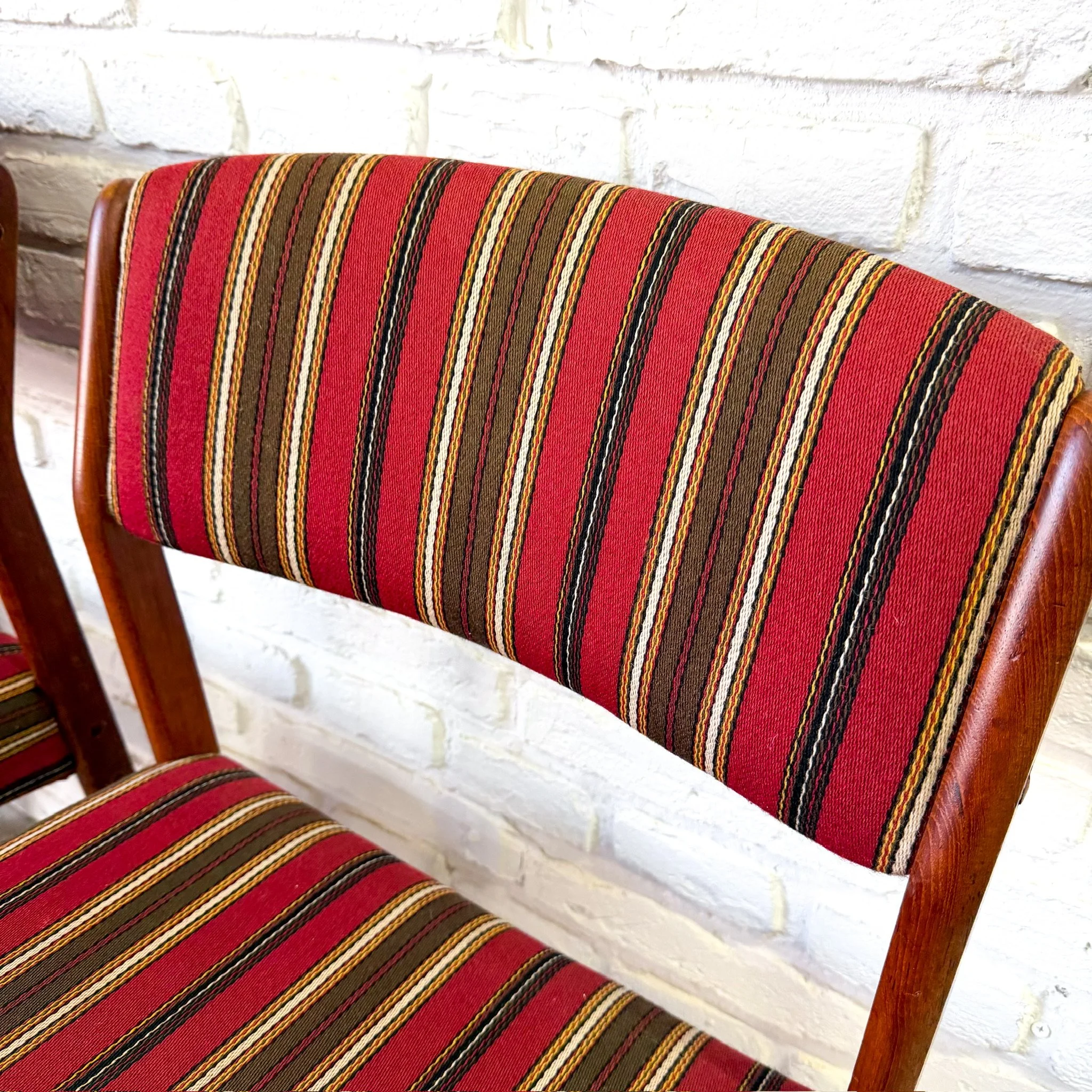 Danish Teak Dining Chairs Set of 6 red stripe6.jpg