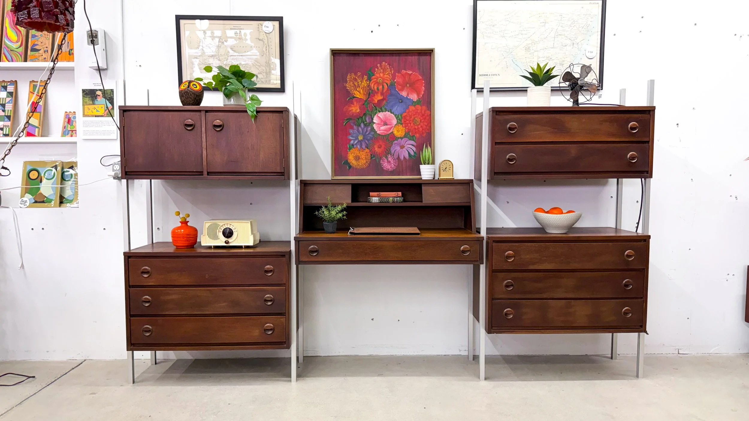 Stanley 3-bay Freestanding Wall Unit with Desk c. 1960s3.jpg