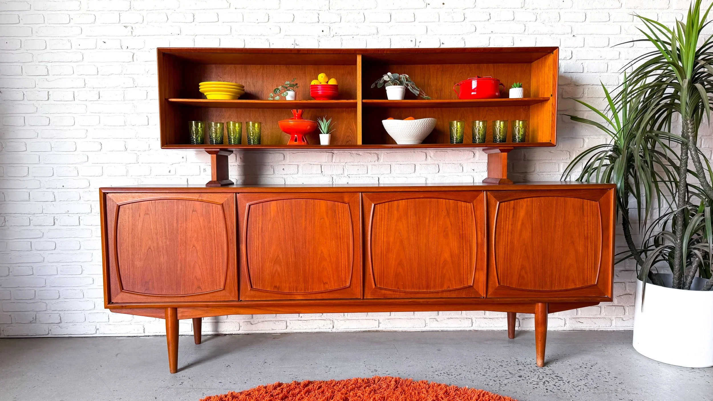 Scandinavian Teak Credenza by Gustav Bahus with Hutch top by Dyrlund2.jpg