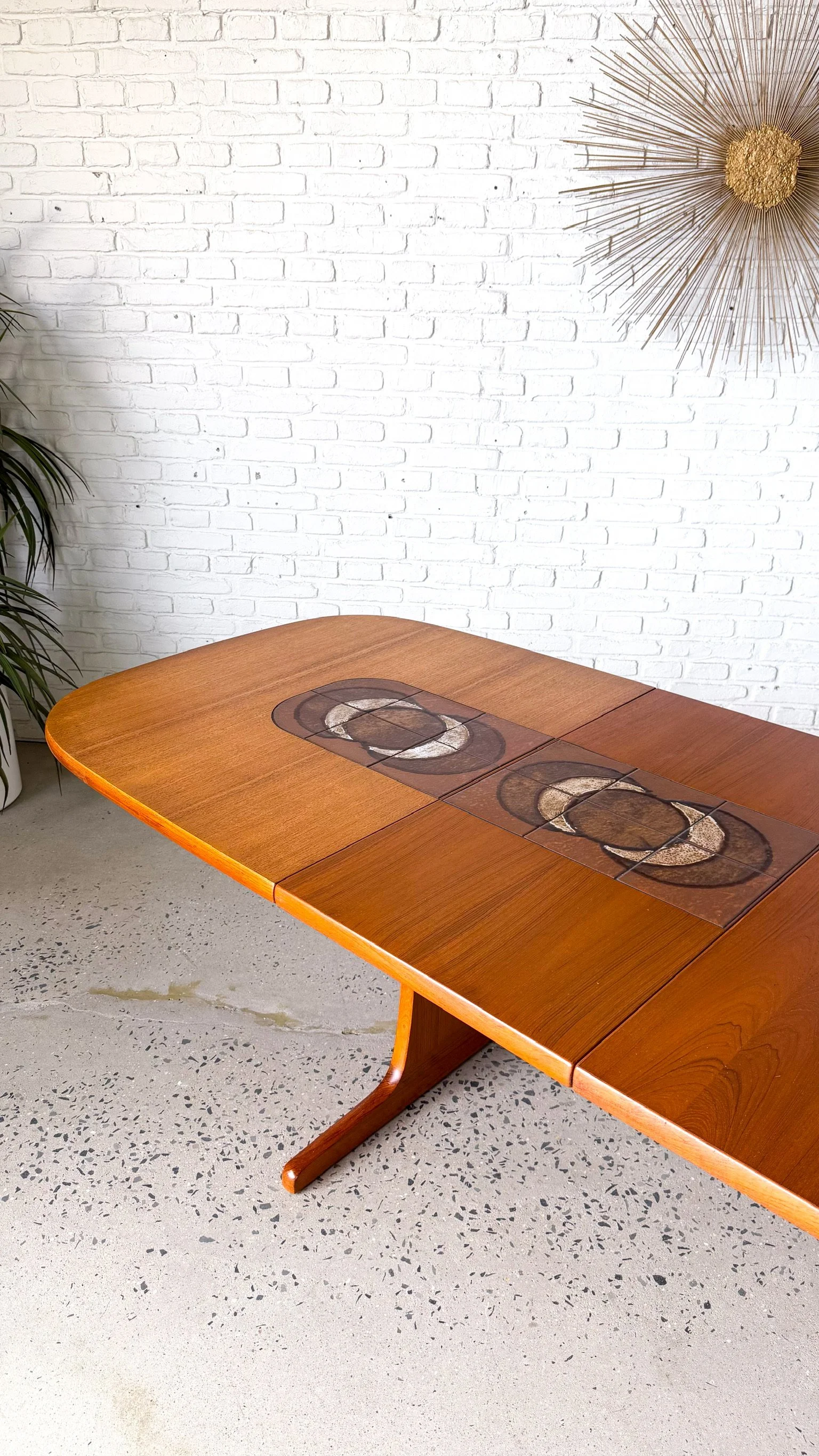 Danish Modern Teak Dining Table by Paul H. Poulsen with Tile Detail and Two Leaves10.jpg