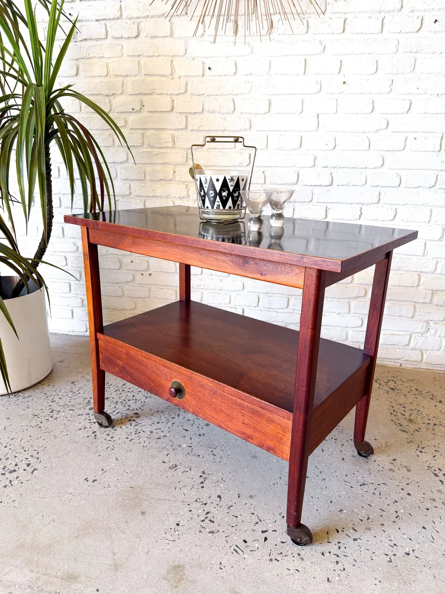 Founders Walnut Rolling Cart c. 1960s4.jpg