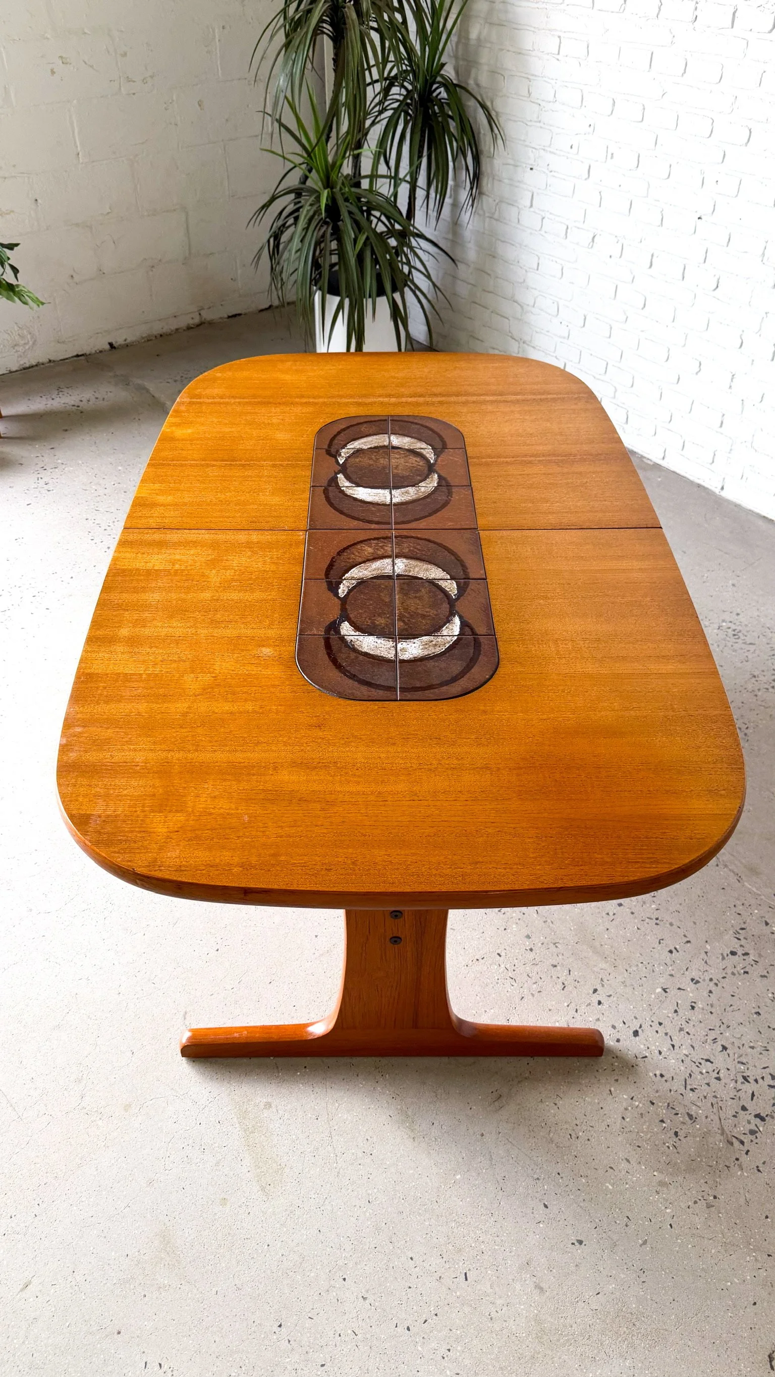 Danish Modern Teak Dining Table by Paul H. Poulsen with Tile Detail and Two Leaves19.jpg
