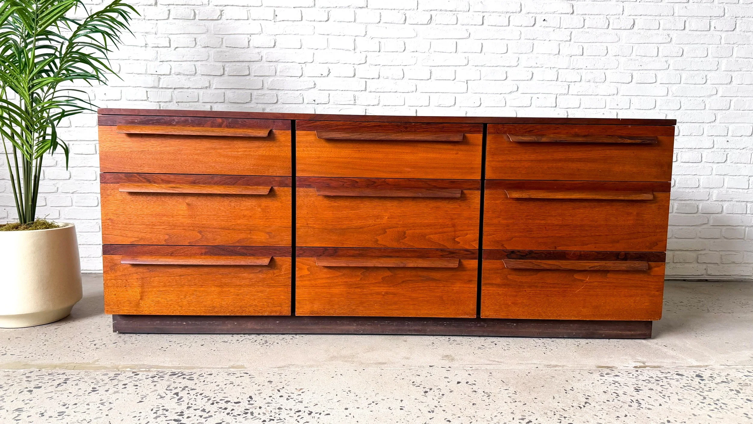 Mid Century Lowboy Dresser in Walnut and Rosewood1.jpg
