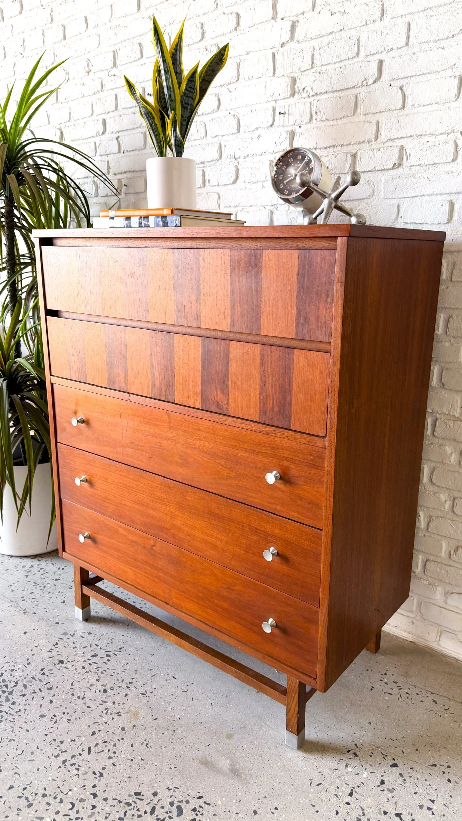 1960s Stanley Walnut and Rosewood Highboy Dresser3.jpg
