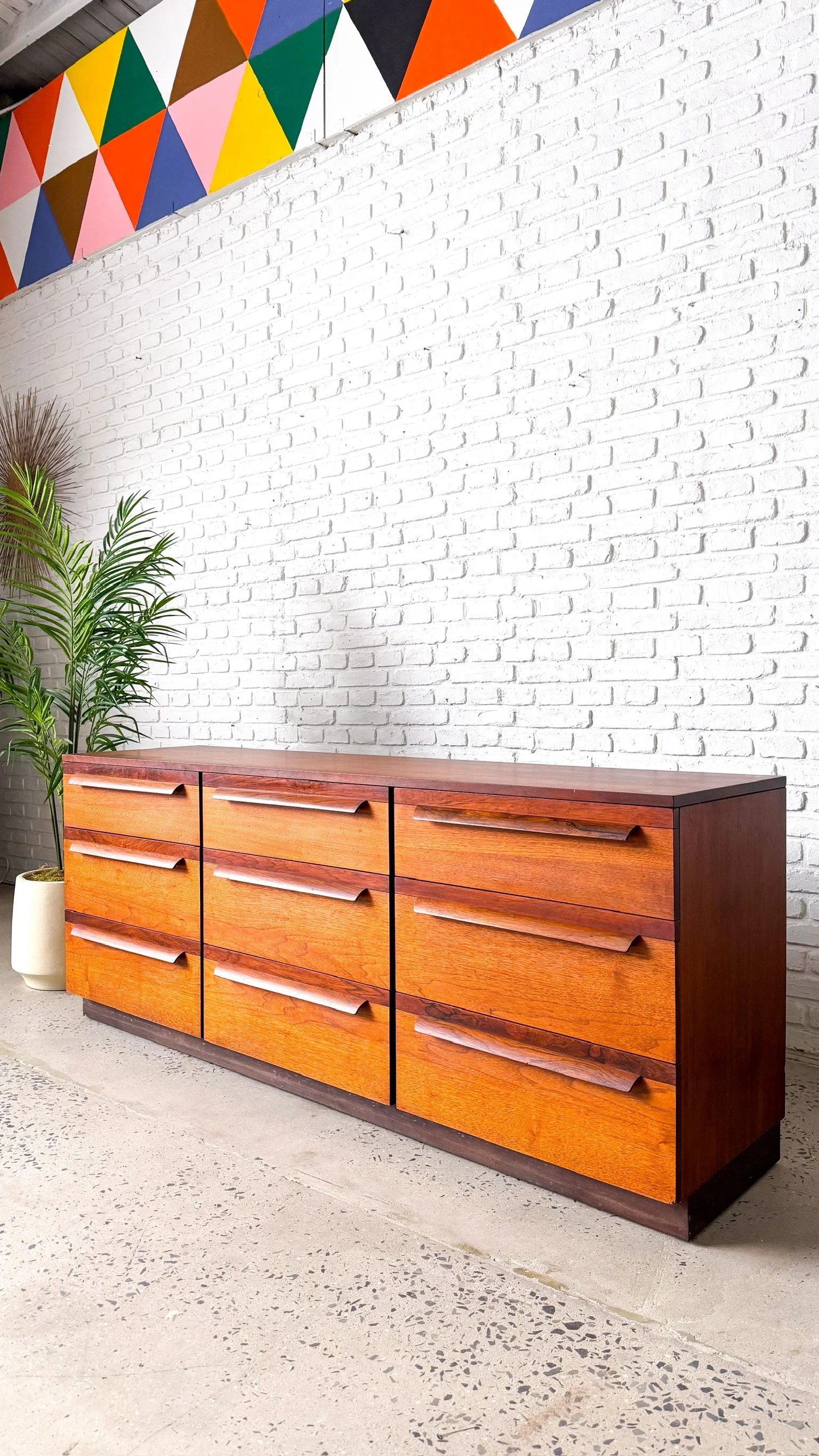 Mid Century Lowboy Dresser in Walnut and Rosewood3.jpg