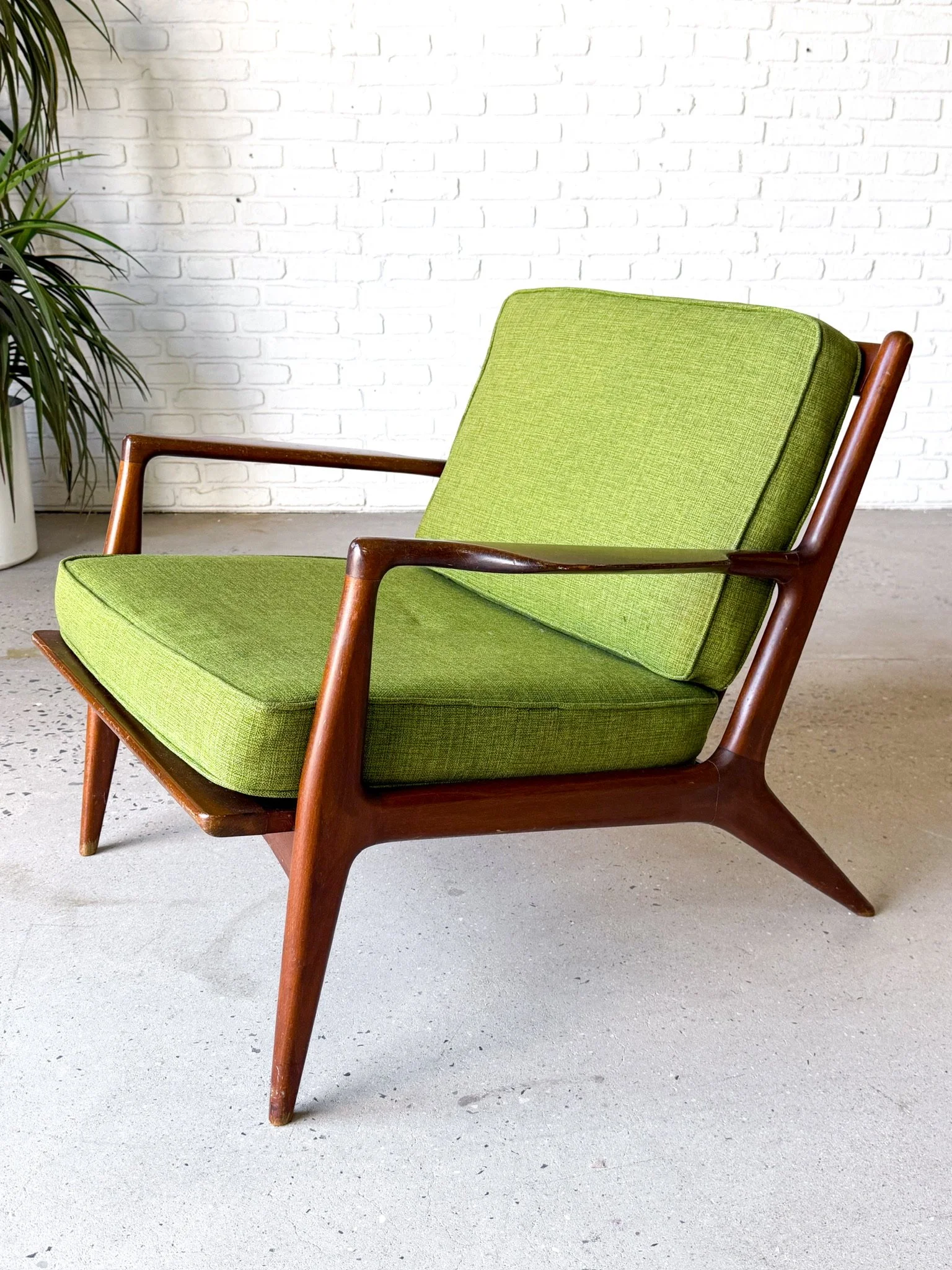 Danish Modern Lounge Chair with Original Green Upholstery4.jpg