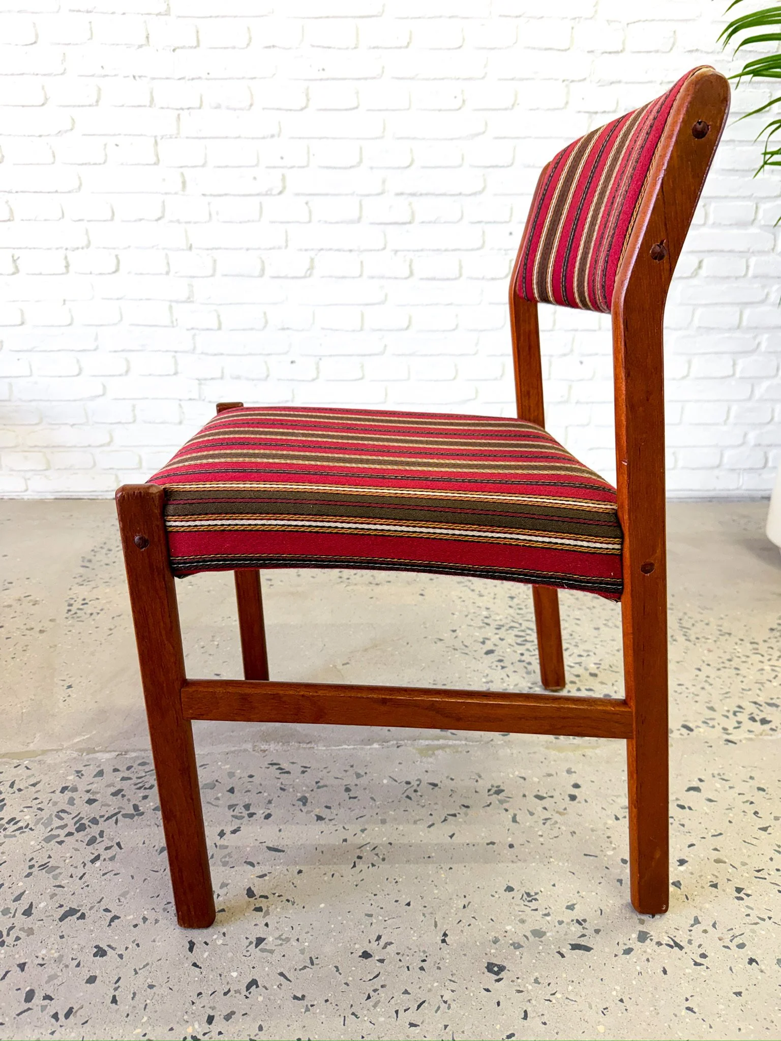 Danish Teak Dining Chairs Set of 6 red stripe9.jpg