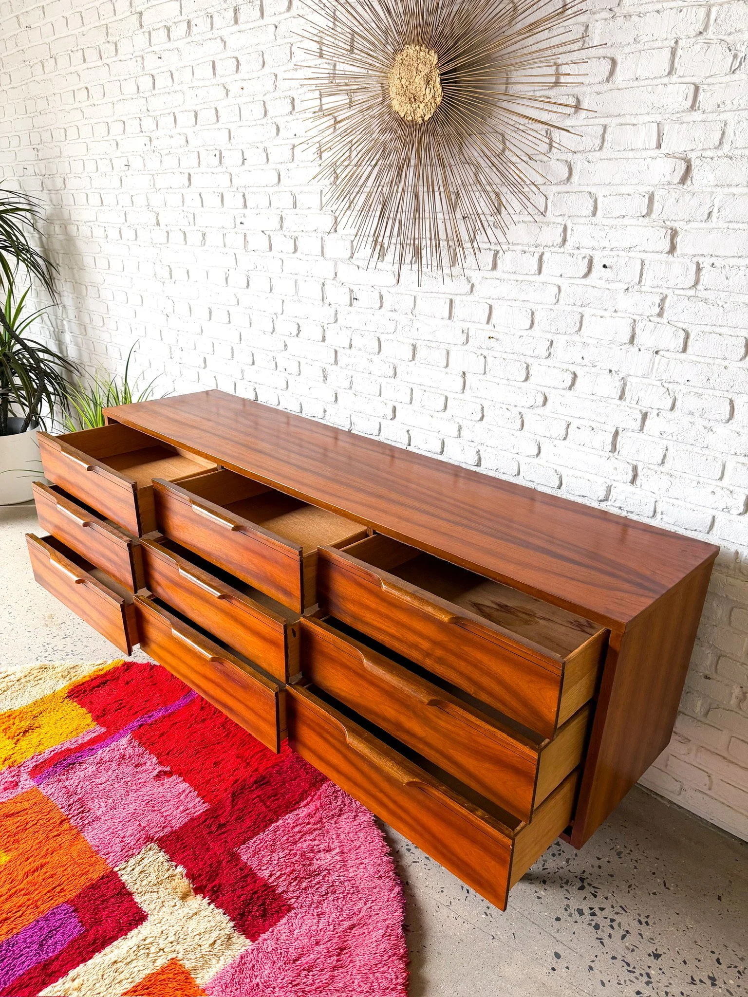 Mid Century Walnut 9 Drawer Lowboy Dresser10.jpg