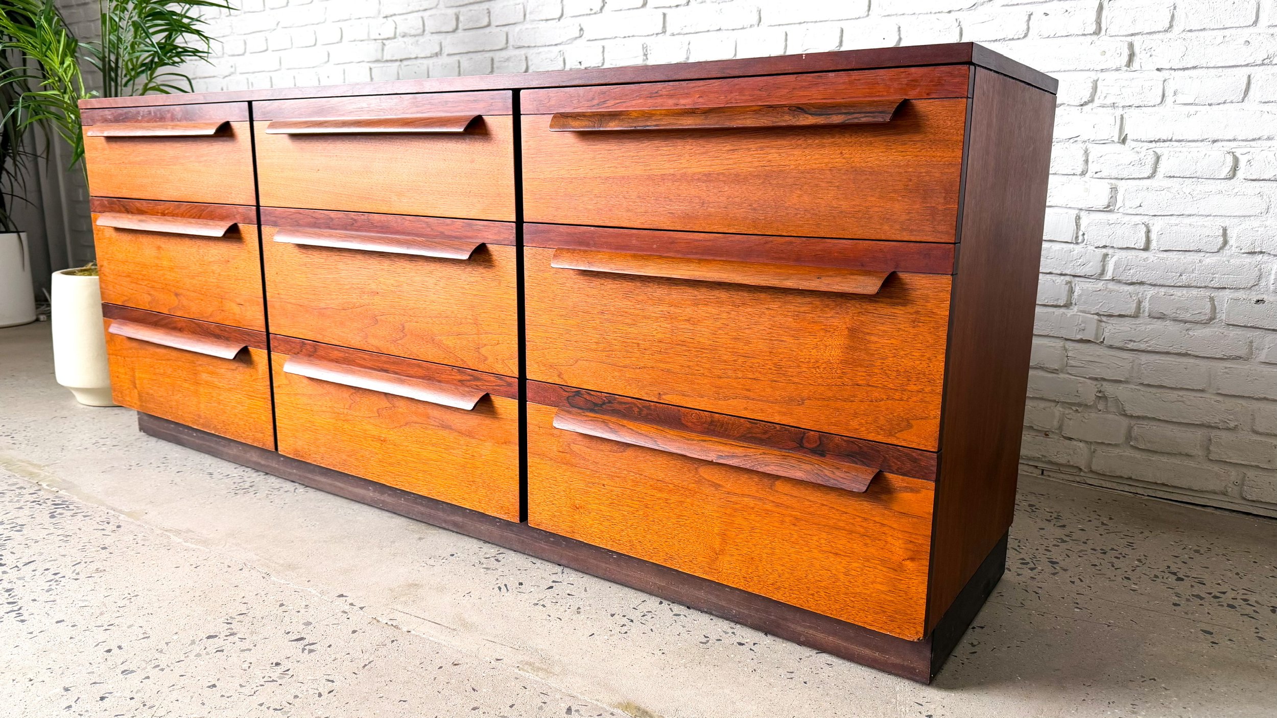 Mid Century Lowboy Dresser in Walnut and Rosewood4.jpg