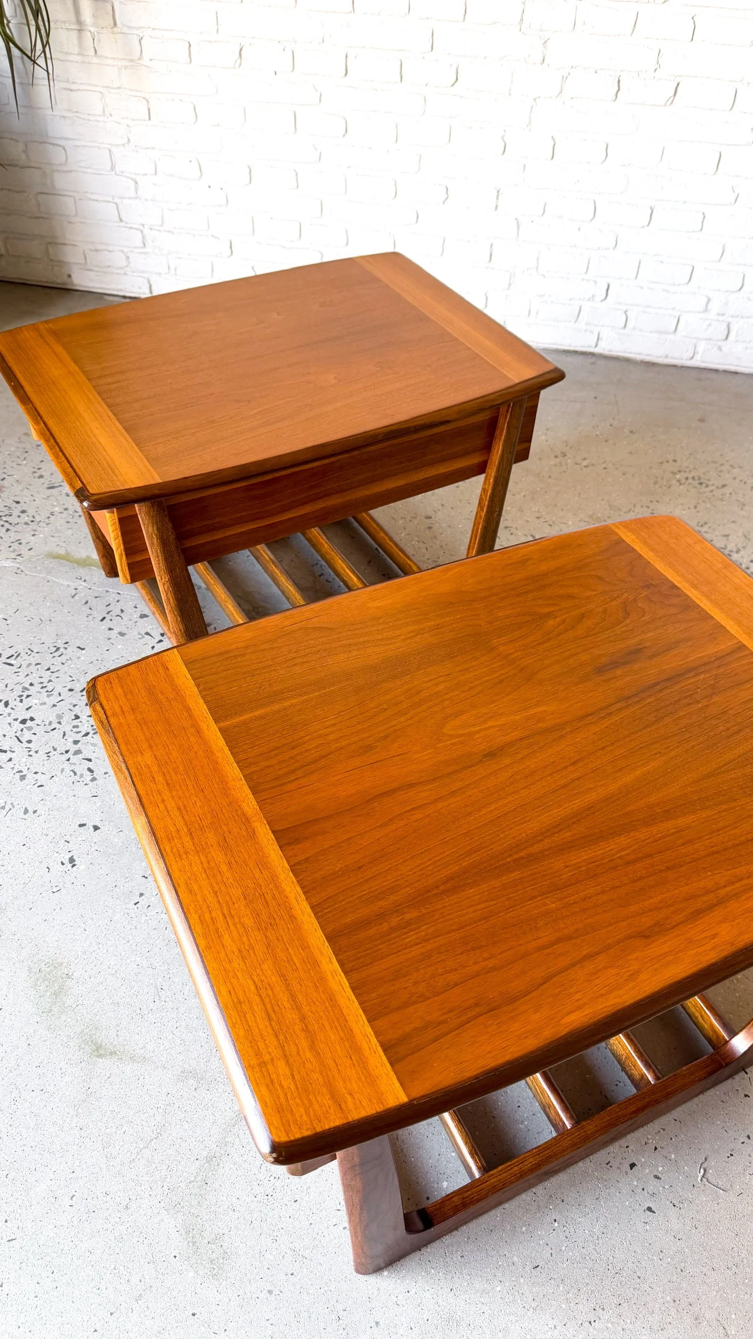 Mid Century Sleigh Leg Side Tables by Lane- Pair!4.jpg