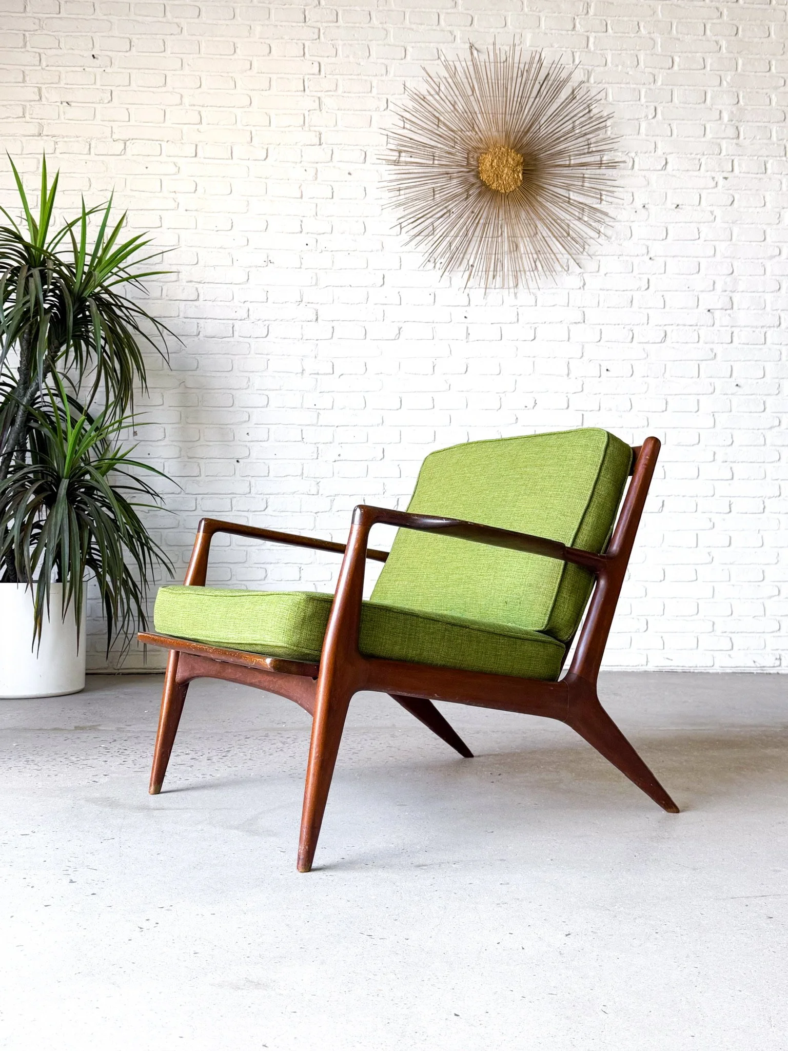 Danish Modern Lounge Chair with Original Green Upholstery3.jpg