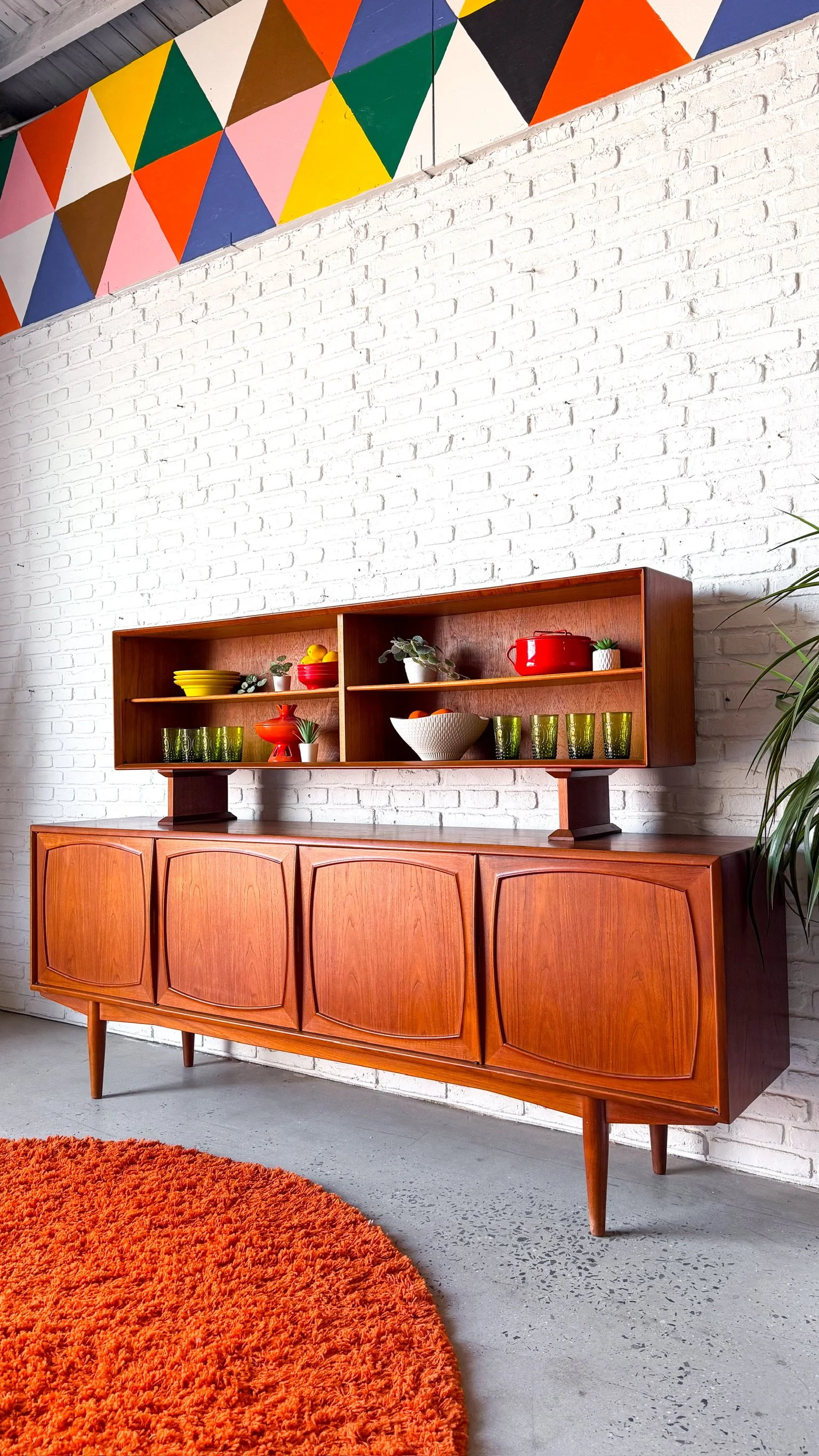 Scandinavian Teak Credenza by Gustav Bahus with Hutch top by Dyrlund4.jpg