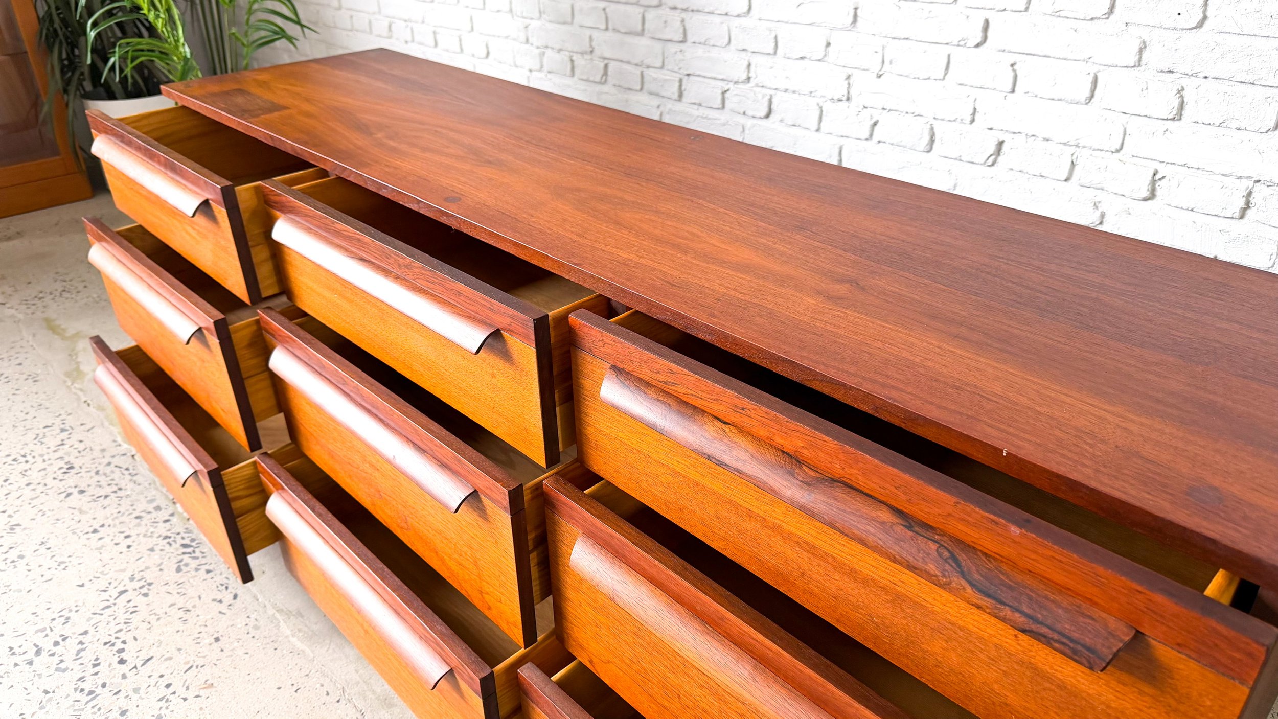 Mid Century Lowboy Dresser in Walnut and Rosewood15.jpg